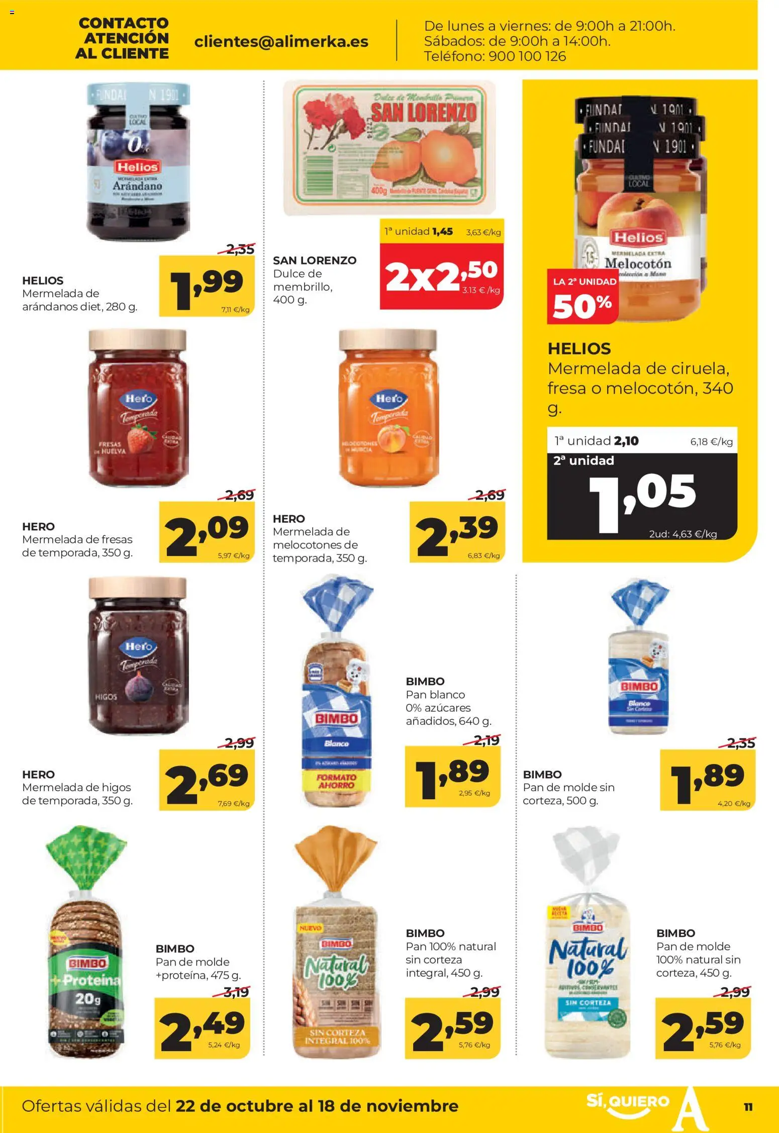 Alimerka folleto Asturias │ válido desde el 22/10/2026 | Página: 11 | Productos: Mermelada, Pan, Teléfono, Higos