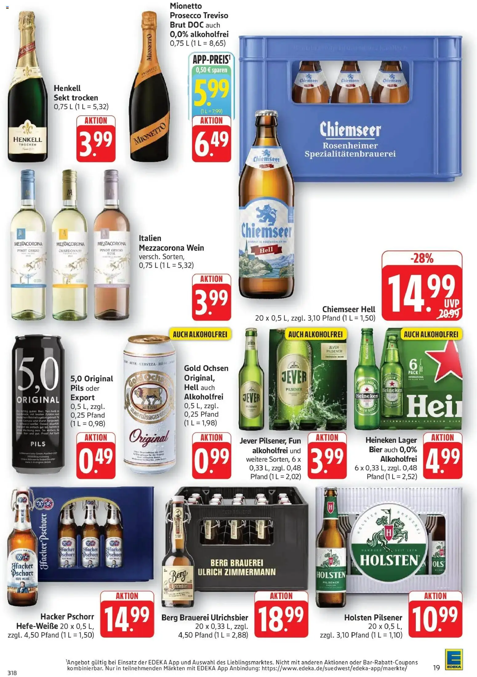 Edeka prospekt Göppingen – gültig ab 13.07.2026 | Seite: 19 | Produkte: Sekt, Heineken, Prosecco, Wein