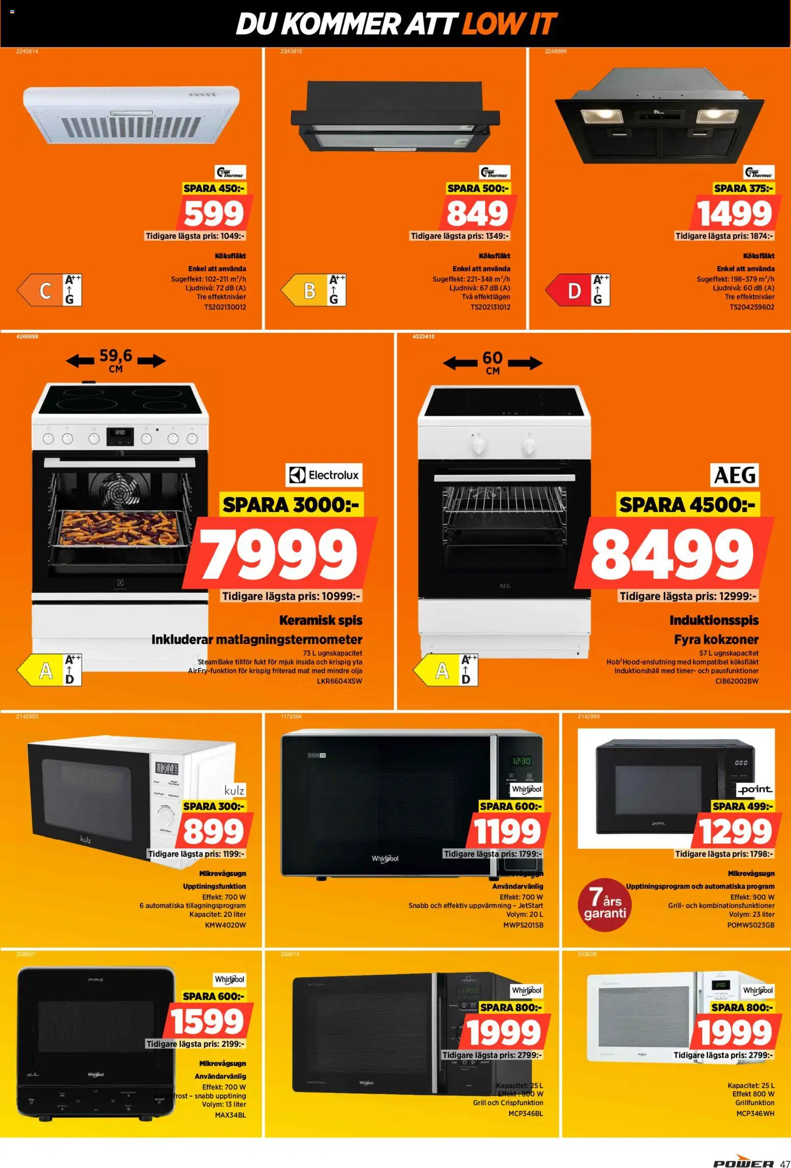 Power reklamblad aktuell från 26/10/2026 | Sida: 47 | Produkter: Köksfläkt, Induktionshäll, Mikrovågsugn, Spis