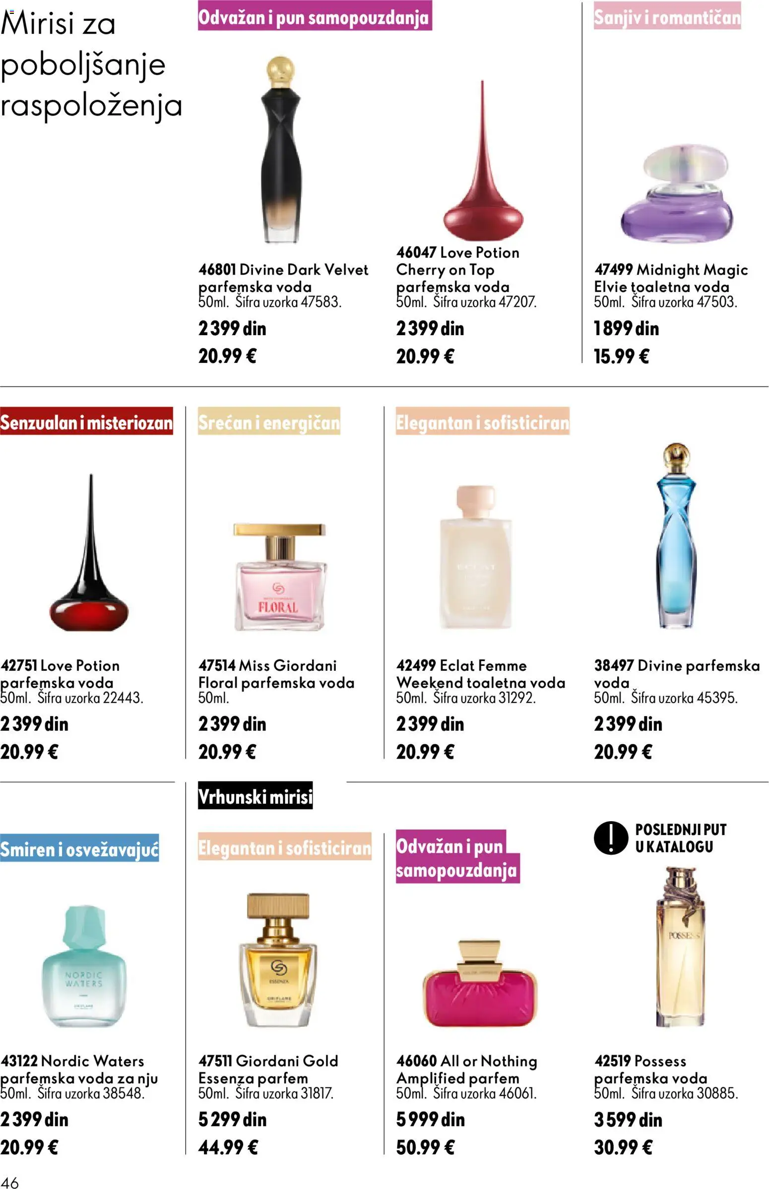 Oriflame katalog - važi od 16.09.2026 | Strana: 46 | Proizvode: Parfem, Toaletna voda, Voda
