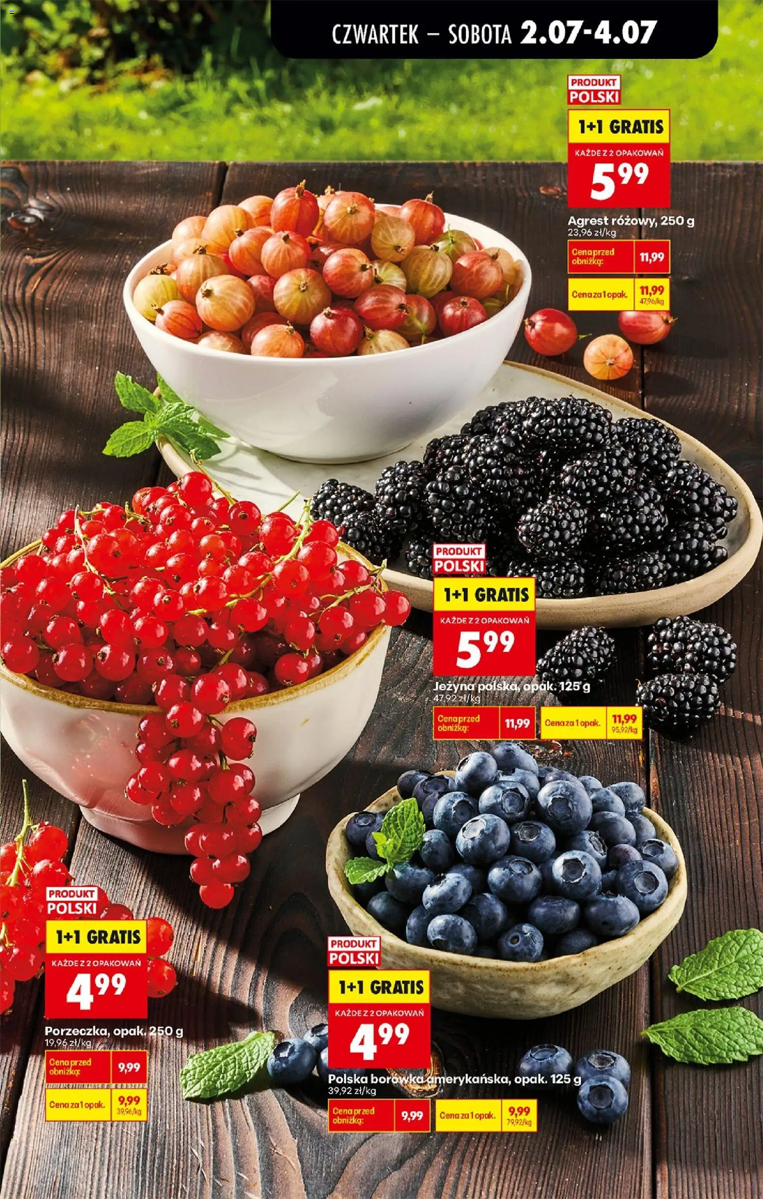 Biedronka gazetka od czwartku od 02.07.2026 | Strona: 19 | Produkty: Borówka amerykańska, Porzeczka, Agrest
