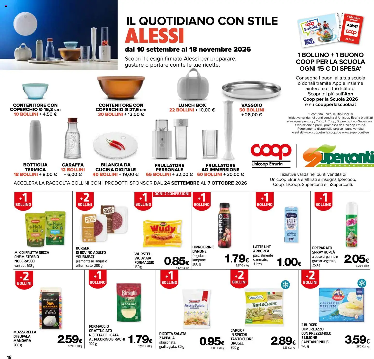 Volantino Superconti del 24/09/2026 | Pagina: 18 | Prodotti: Frutta secca, Panna, Wurstel, Ricotta