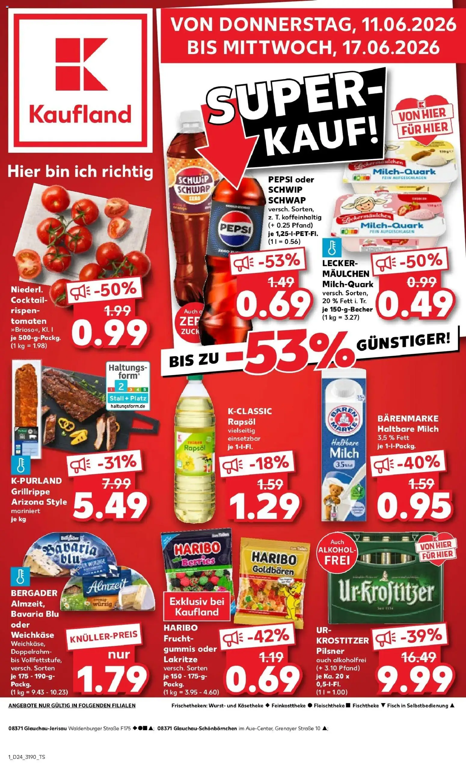 Kaufland Prospekt Glauchau – gültig ab 08.06.2026 | Seite: 10 | Produkte: Haribo, Milch, Schwip schwap, Fisch