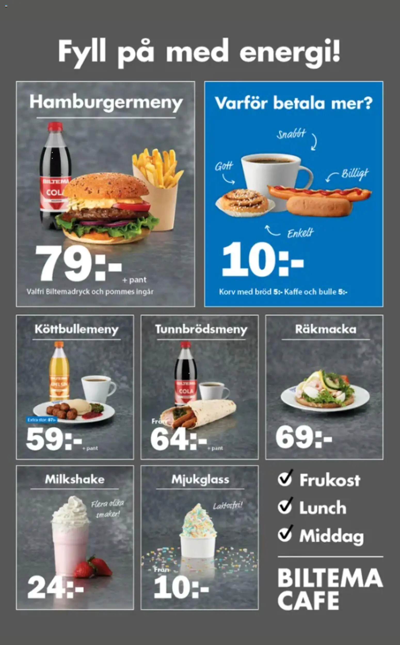 Biltema reklamblad aktuell från 19/08/2026 | Sida: 19 | Produkter: Korv, Bulle, Bröd, Kaffe