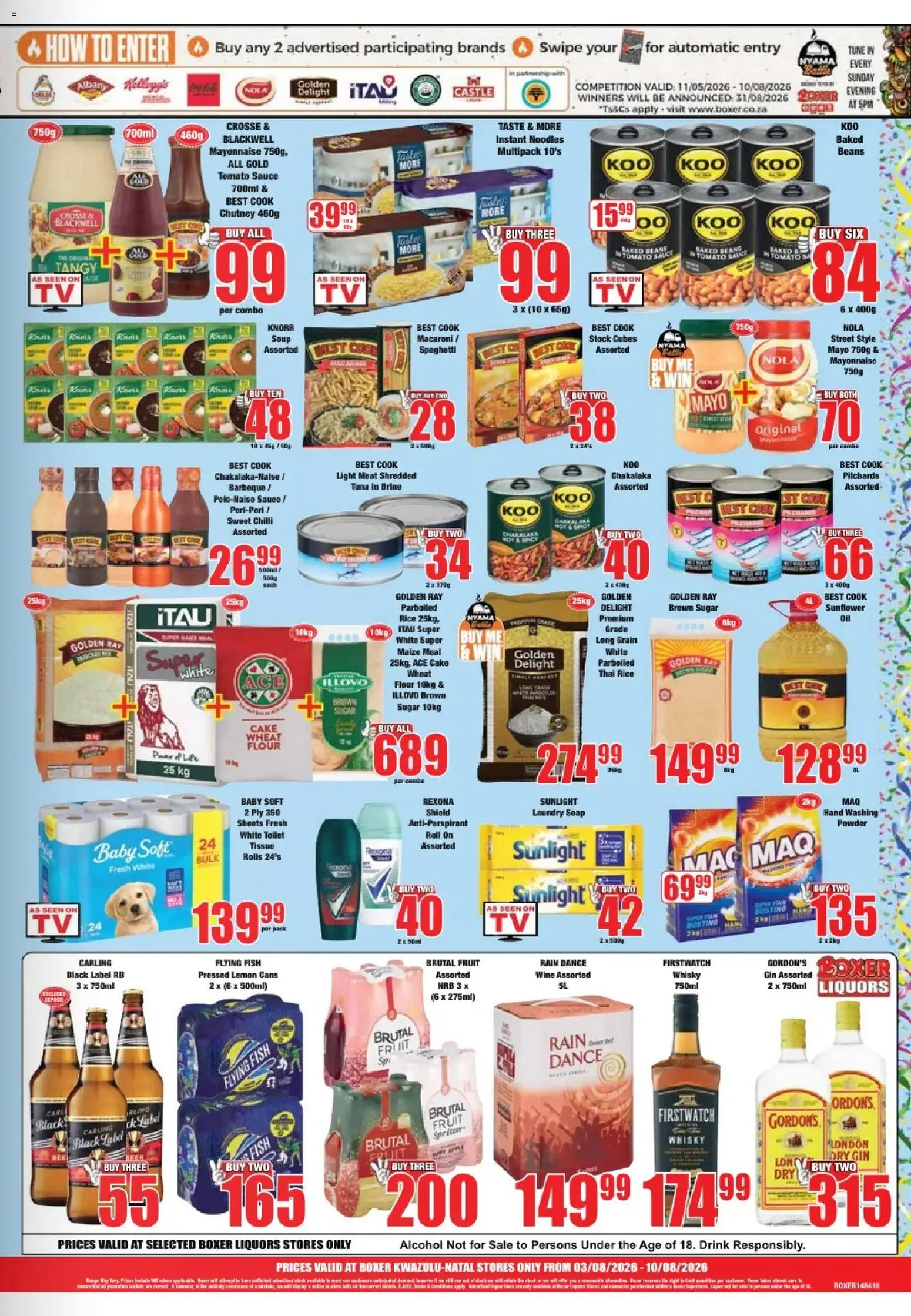 New Boxer catalogue – valid from 03/08/2026 | Page: 3 | Products: Tuna, Baked beans, Tomato sauce, Stock
