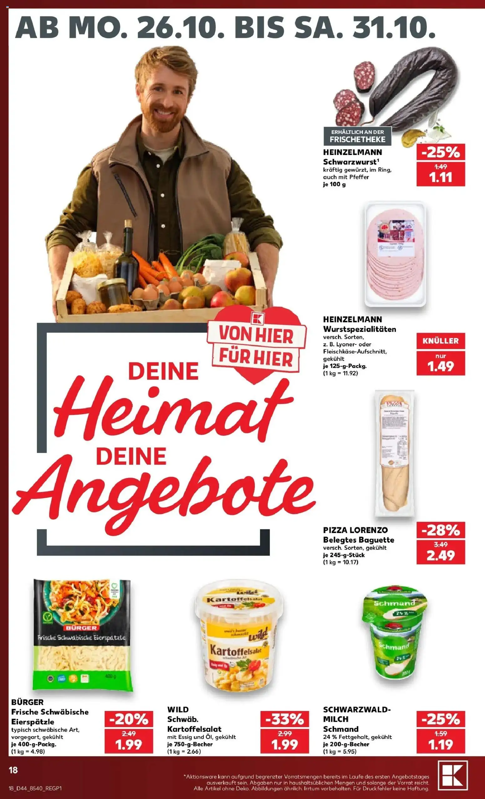 Prospekt Kaufland ab 26.10.2026 » Angebote Online zum Blättern | Seite: 22 | Produkte: Burger, Baguette, Pfeffer, Pizza