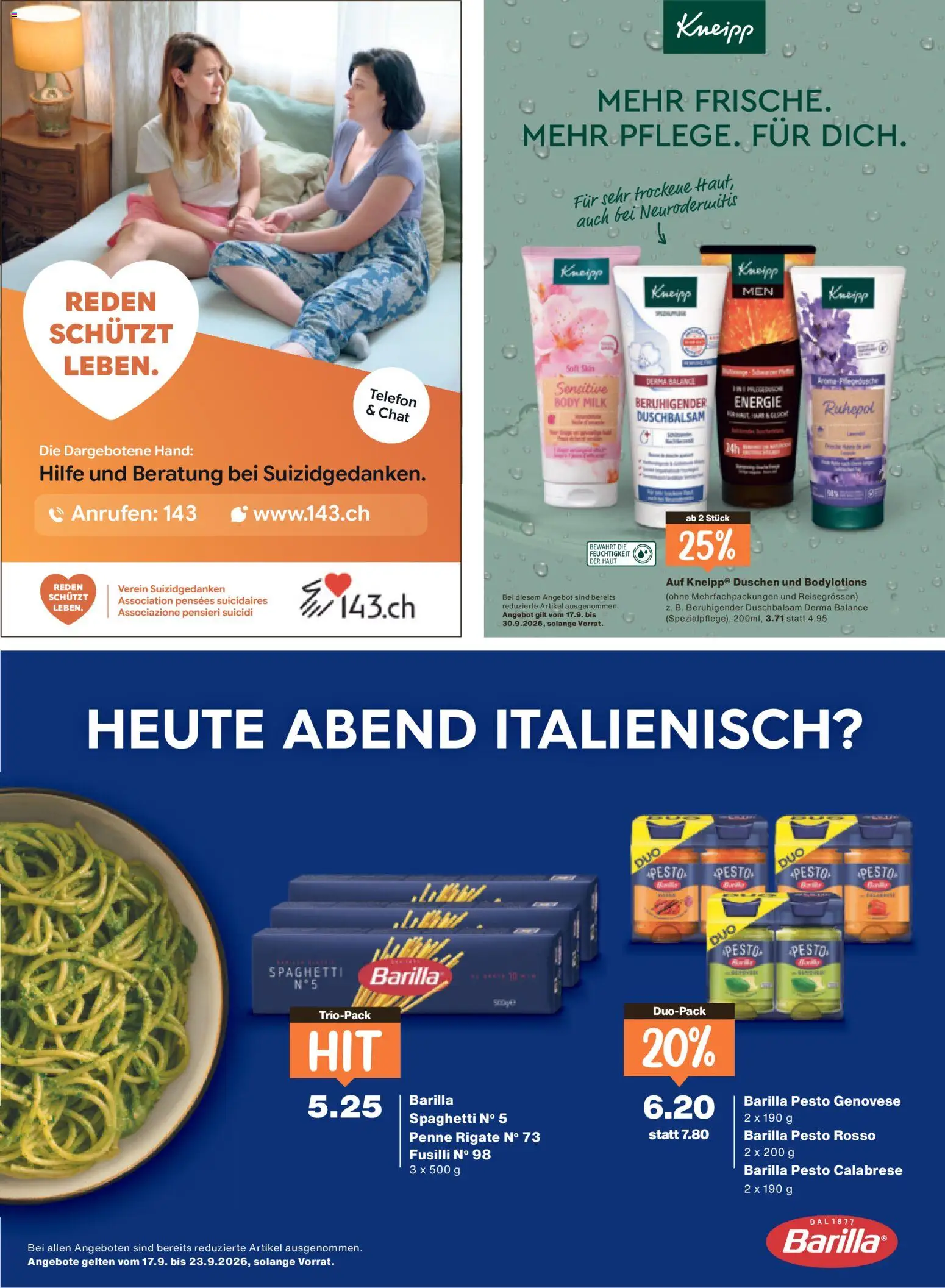 Migros aktionen Magazin – gültig ab 16.09.2026 | Seite: 64 | Produkte: Dusche, Barilla, Pasta, Telefon