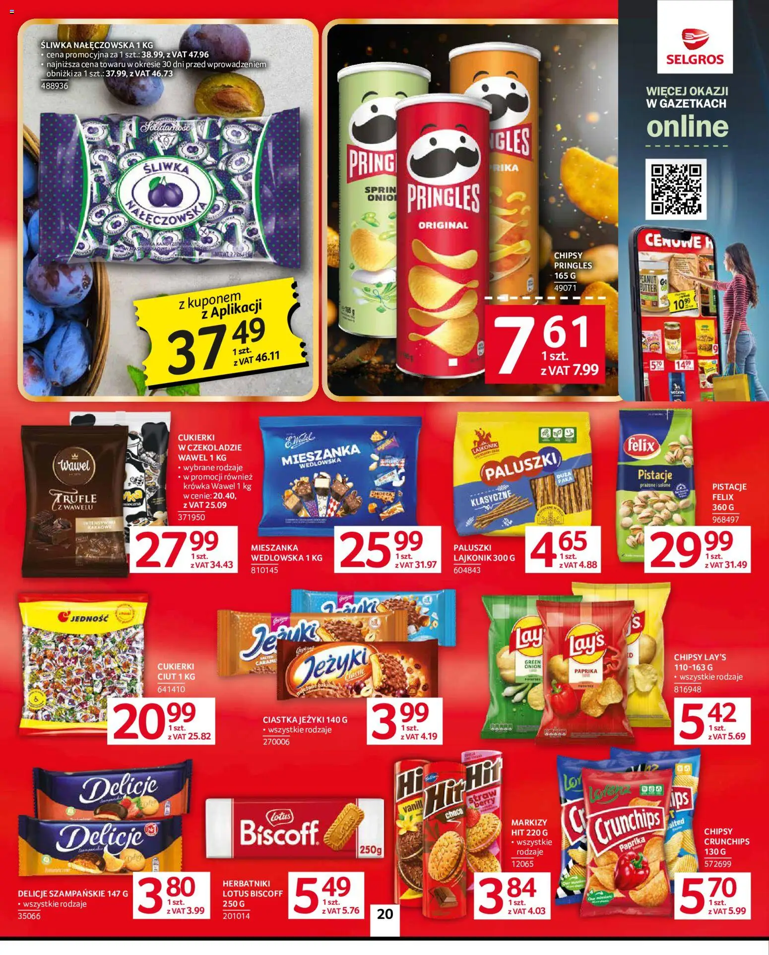 Selgros cash&carry gazetka od 10.09.2026 | Strona: 20 | Produkty: Ciastka Jeżyki, Chipsy, Chipsy pringles, Cukierki