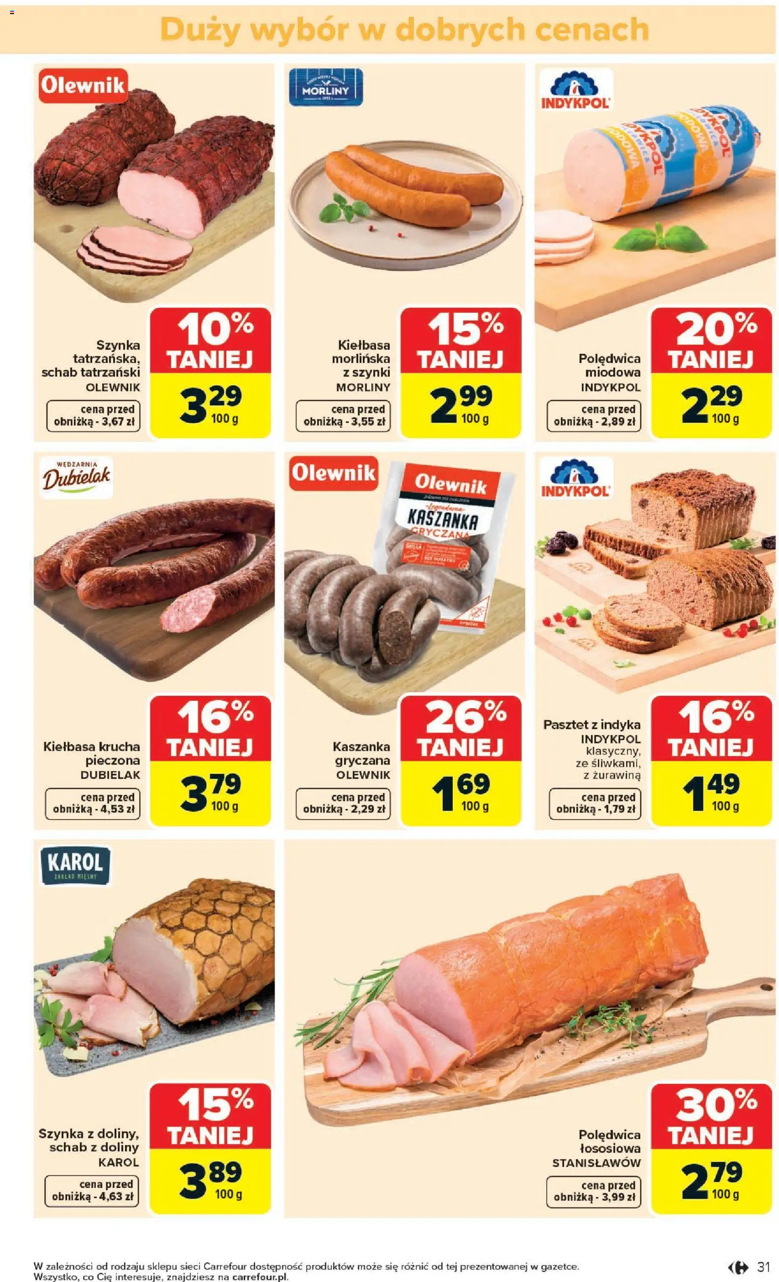 Carrefour gazetka - Zmieniliśmy Się Dla Ciebie od 25.05.2026 | Strona: 31 | Produkty: Pasztet z indyka, Kaszanka, Szynka, Żurawina