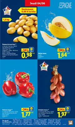 LIDL - Prévisualisation de Pomme de terre four (1), Le filet de 1,5 kg (1 kg = 0,66 €) avec Lidl Plus au lieu de 1,49 € (1 kg = 1 €), Catégorie 1 - Calibre: 40-60 mm, Variété : Regina, Nature: Four/Purée/Potage, Traitement anti-germinatif après récolte valide à partir de 04.06.2026 | Page: 3
