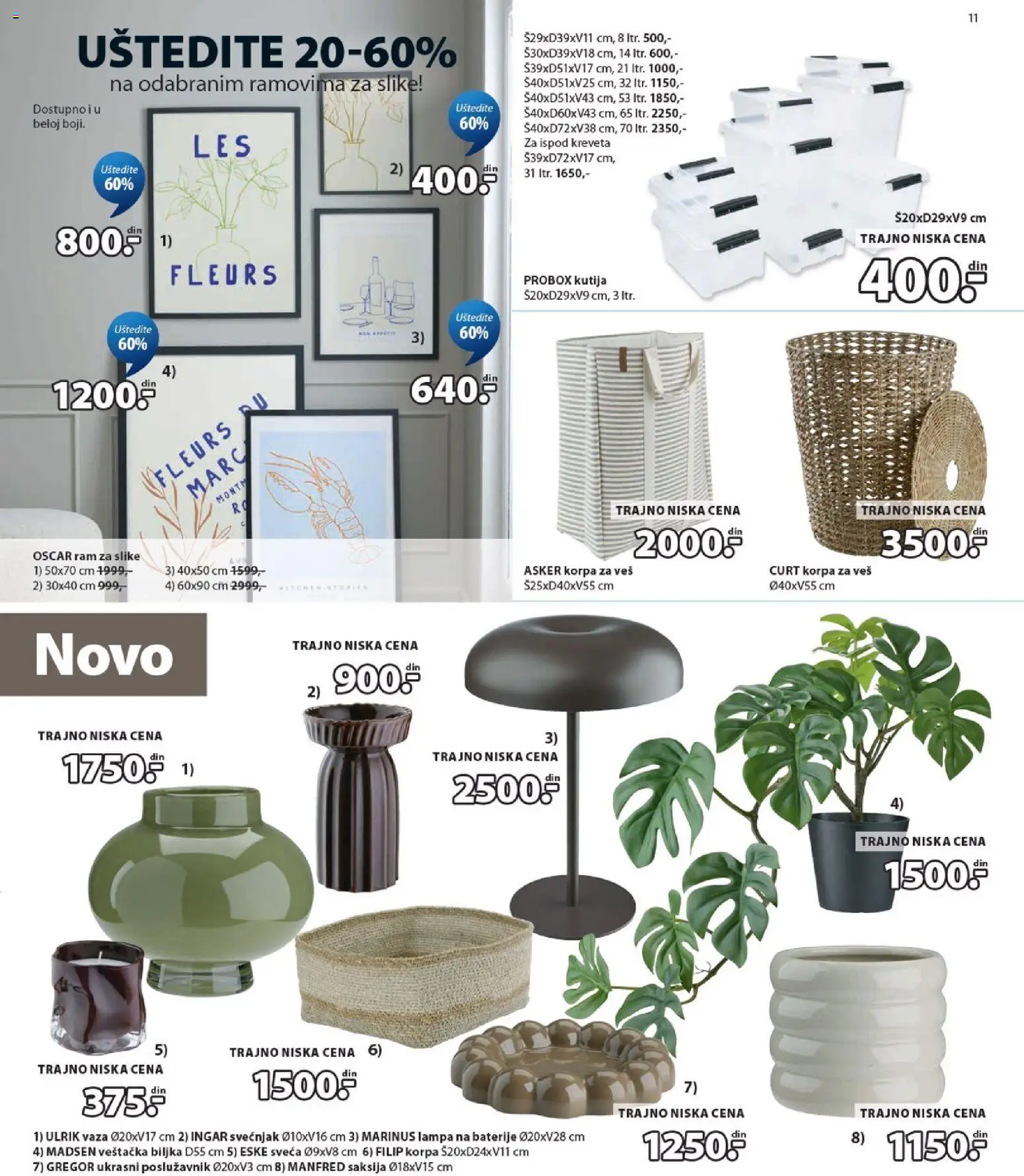 Jysk katalog - važi od 12.08.2026 | Strana: 11 | Proizvode: Korpa, Korpa za veš, Okvir za slike, Vaza