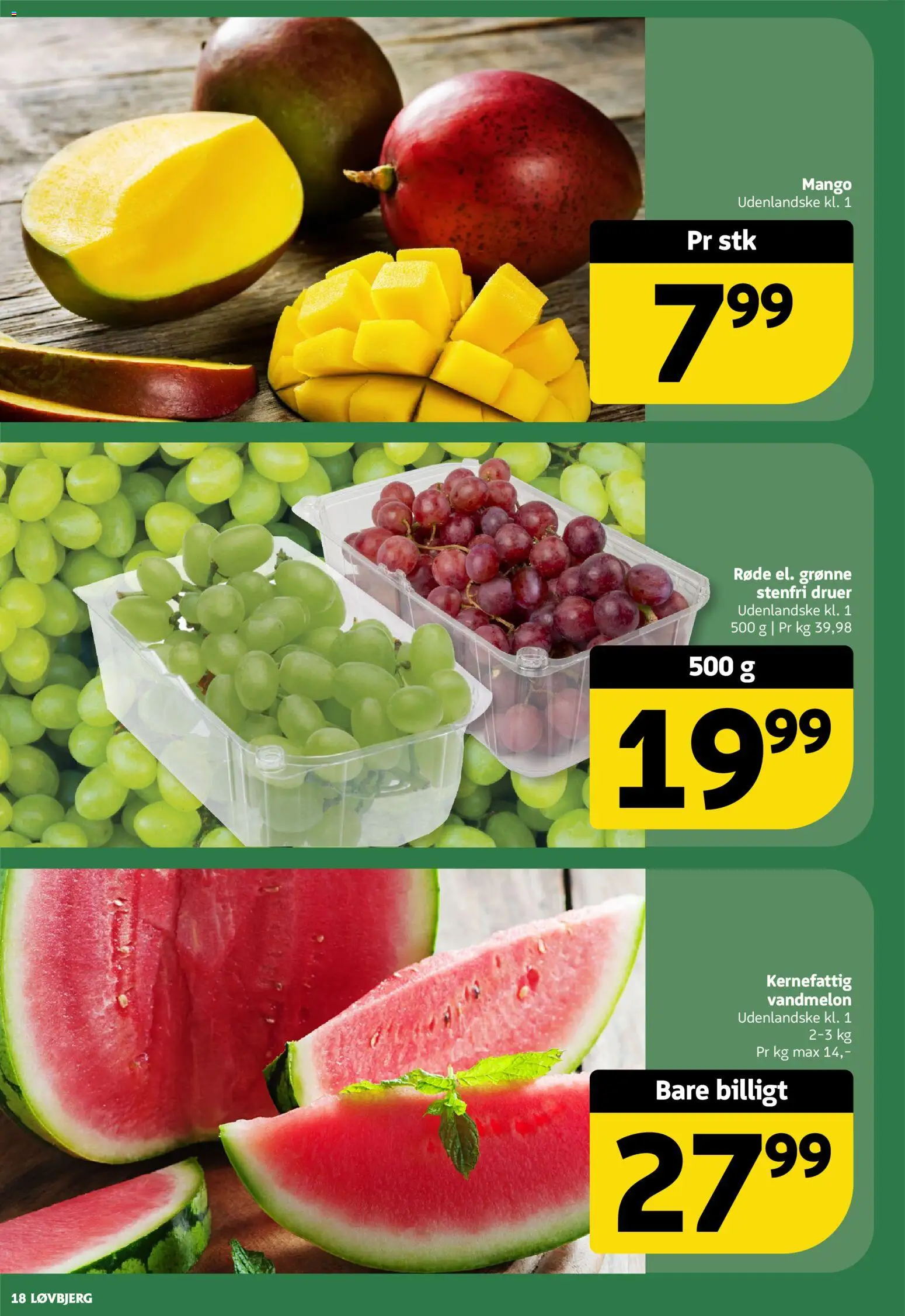 Løvbjerg tilbudsavis – gyldig fra 25/09/2026 | Side: 18 | Produkter: Mango, Vandmelon, Druer