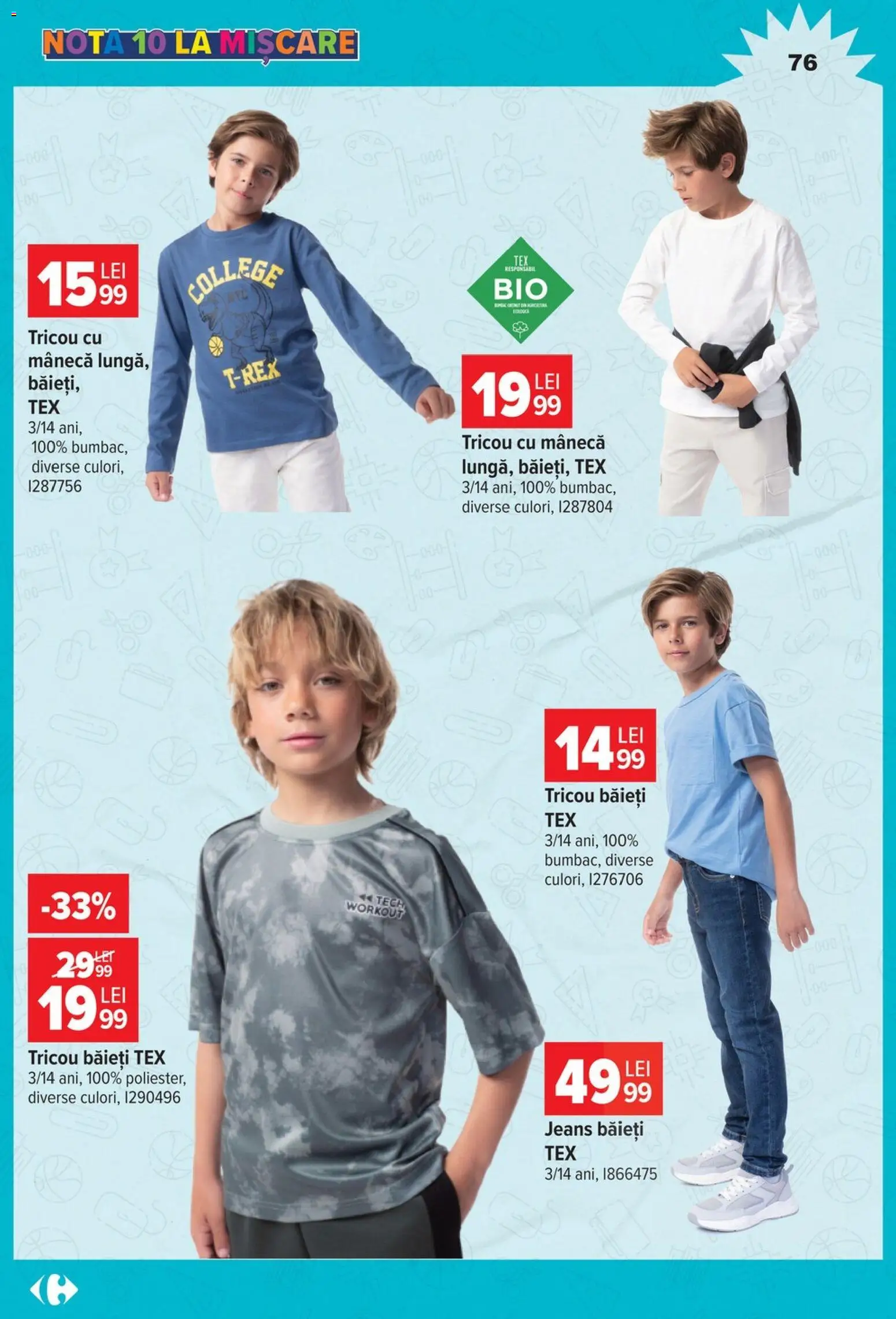 Noul catalog Carrefour – valabil de la 12.08.2026 | Pagină: 76 | Produse: Tricou, Tex