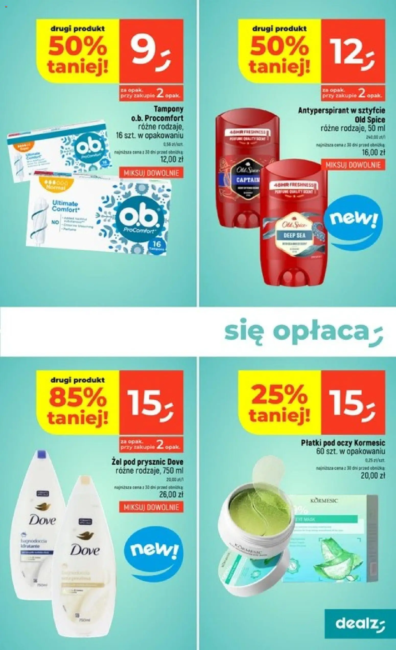 Dealz gazetka od 20.08.2026 | Strona: 29 | Produkty: Płatki, Dove, Żel pod prysznic, Old spice