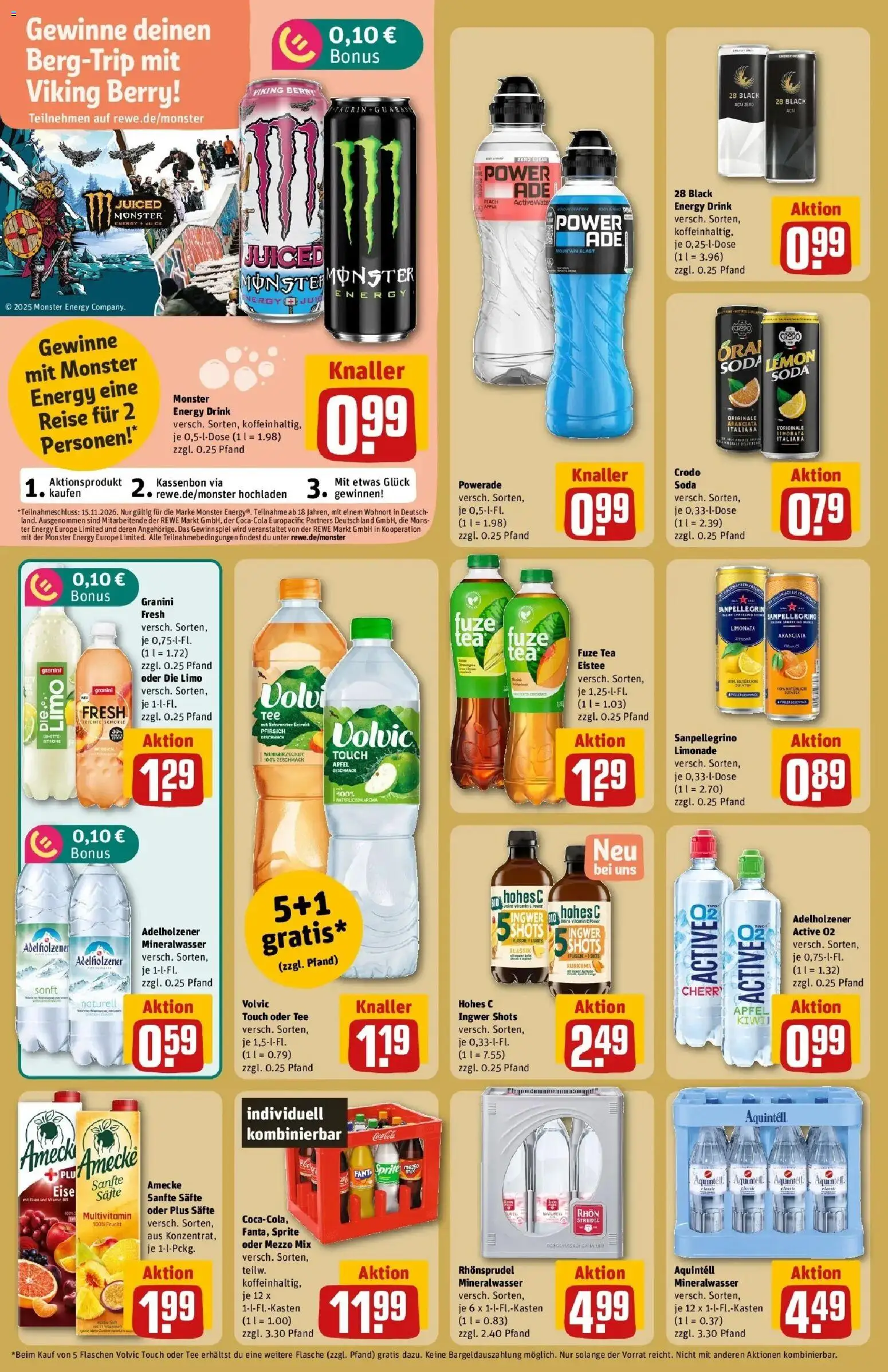 REWE Prospekt ab 26.10.2026 zum Blättern » Angebote | Seite: 20 | Produkte: Mezzo mix, Energy, Mineralwasser, Pfirsich