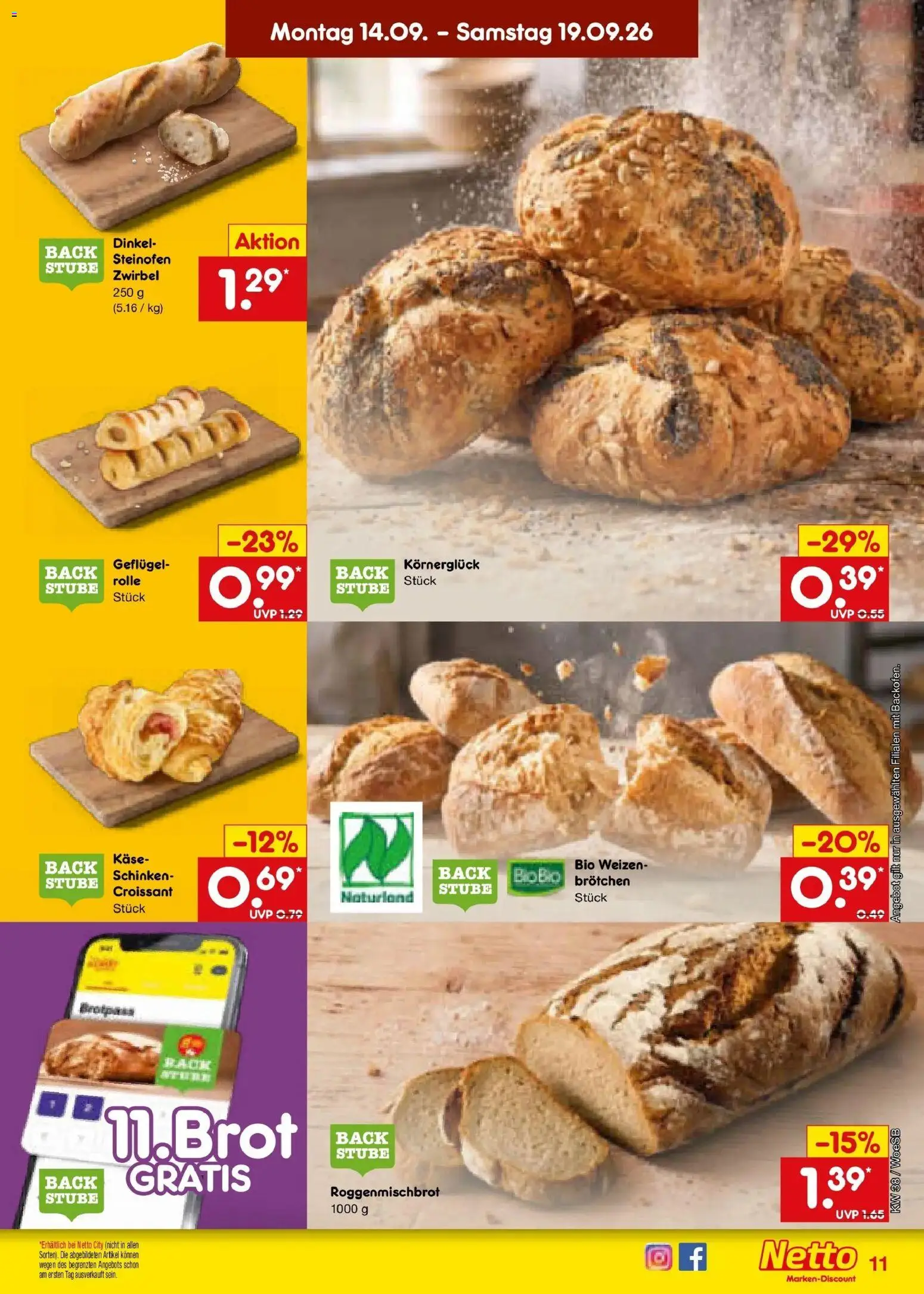 Netto Marken-Discount Prospekt Gemmingen – gültig ab 14.09.2026 | Seite: 15 | Produkte: Käse, Croissant, Schinken
