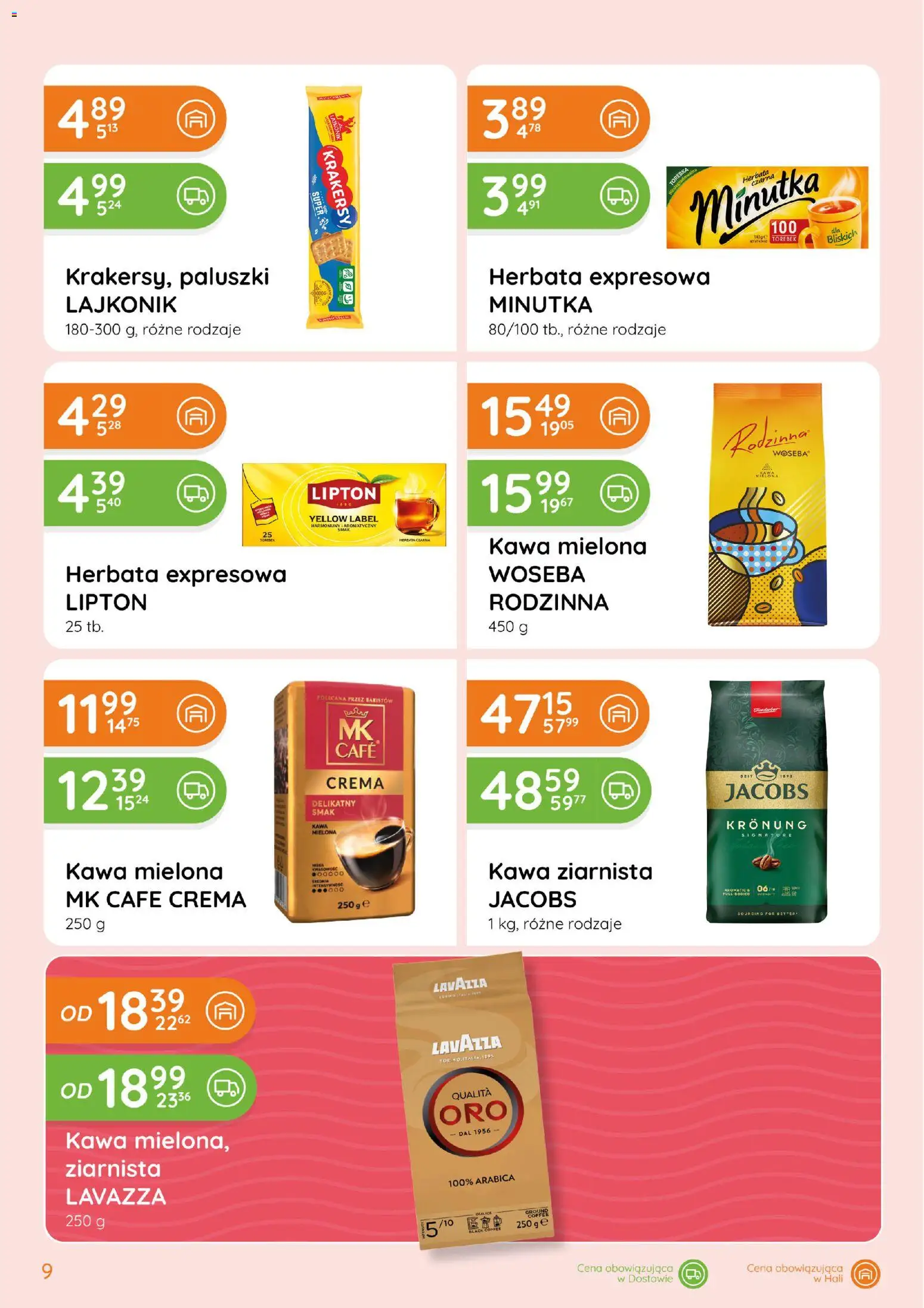 Eurocash gazetka - Ofensywa Spożywcza od 15.10.2026 | Strona: 9 | Produkty: MK Cafe Crema, Kawa ziarnista, Krakersy, Herbata