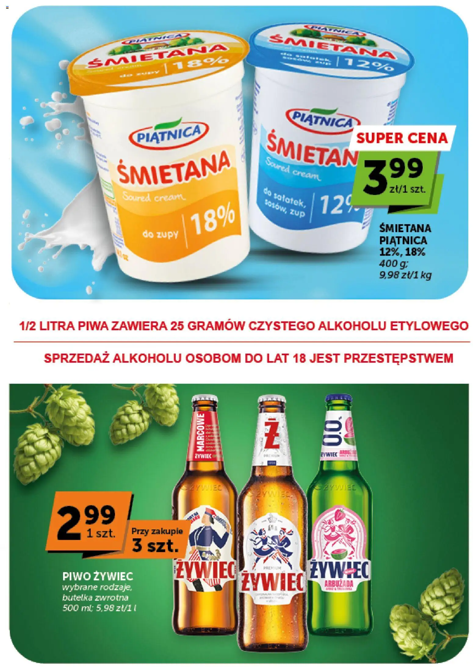 Groszek gazetka - Market od 23.07.2026 | Strona: 3 | Produkty: Piwo, Śmietana