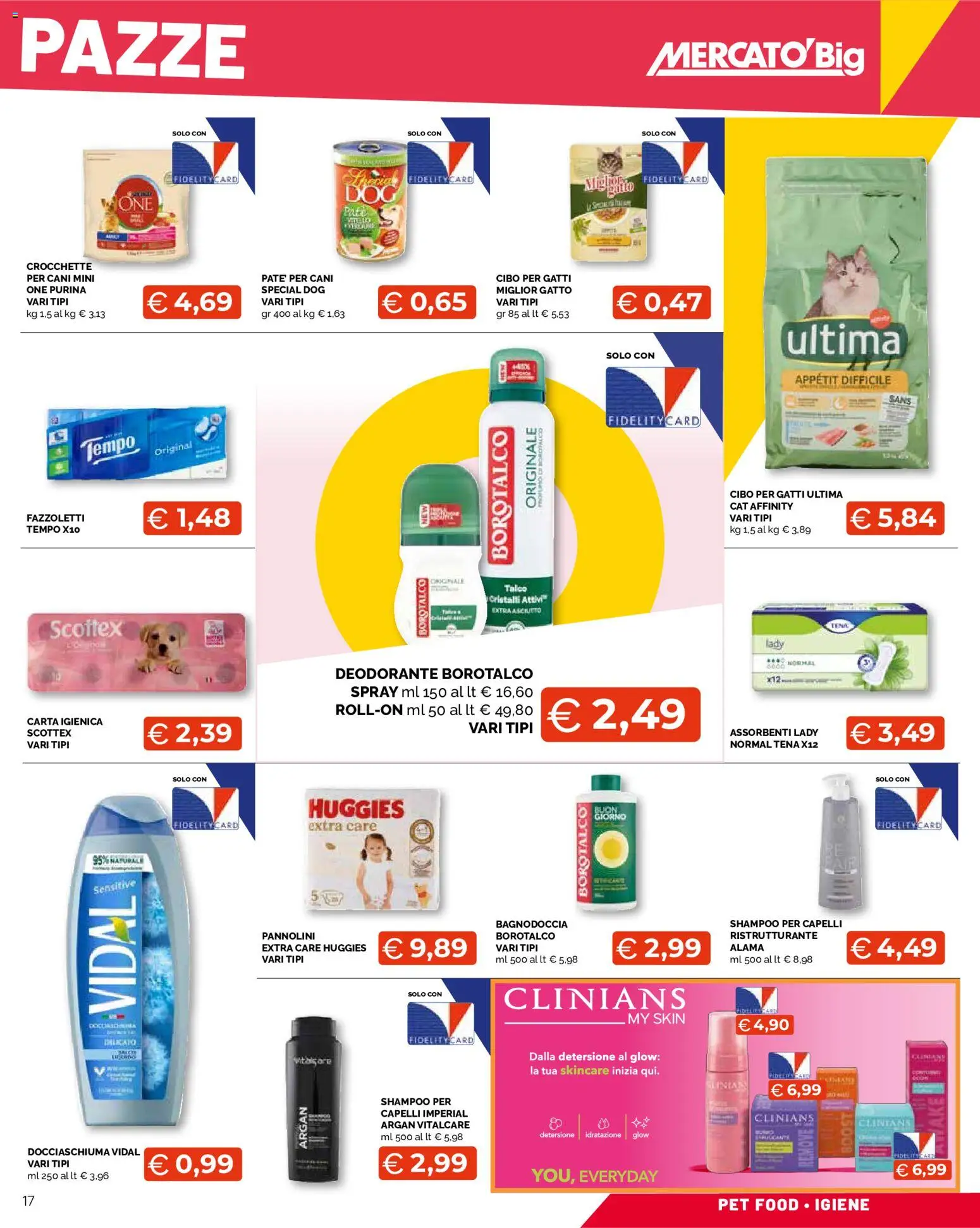 Volantino Mercatò del 24/08/2026 | Pagina: 17 | Prodotti: Shampoo, Paté, Pannolini, Fazzoletti