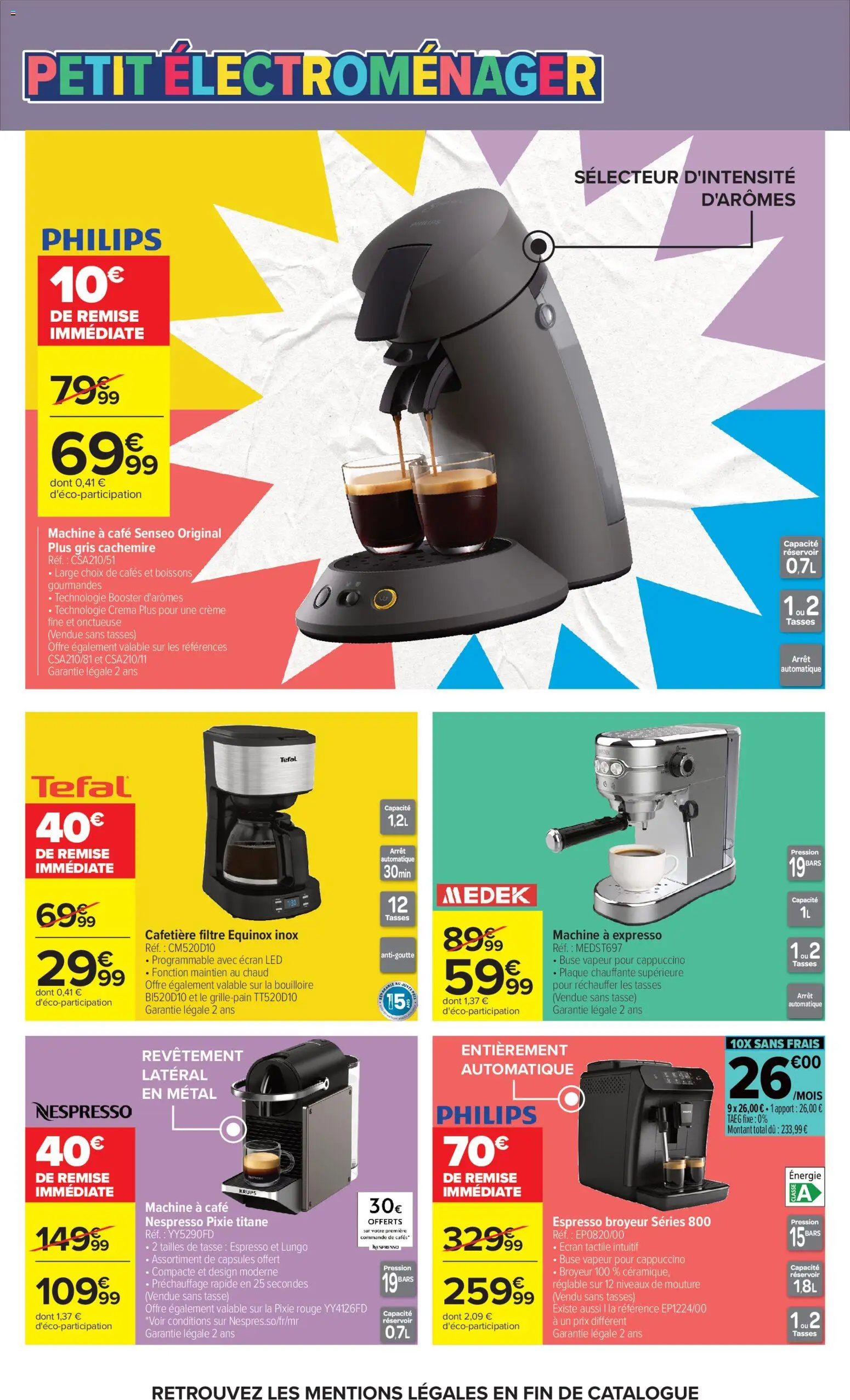 {H1} | Page: 74 | Produits: Petit électroménager, Bouilloire, Tefal, Café