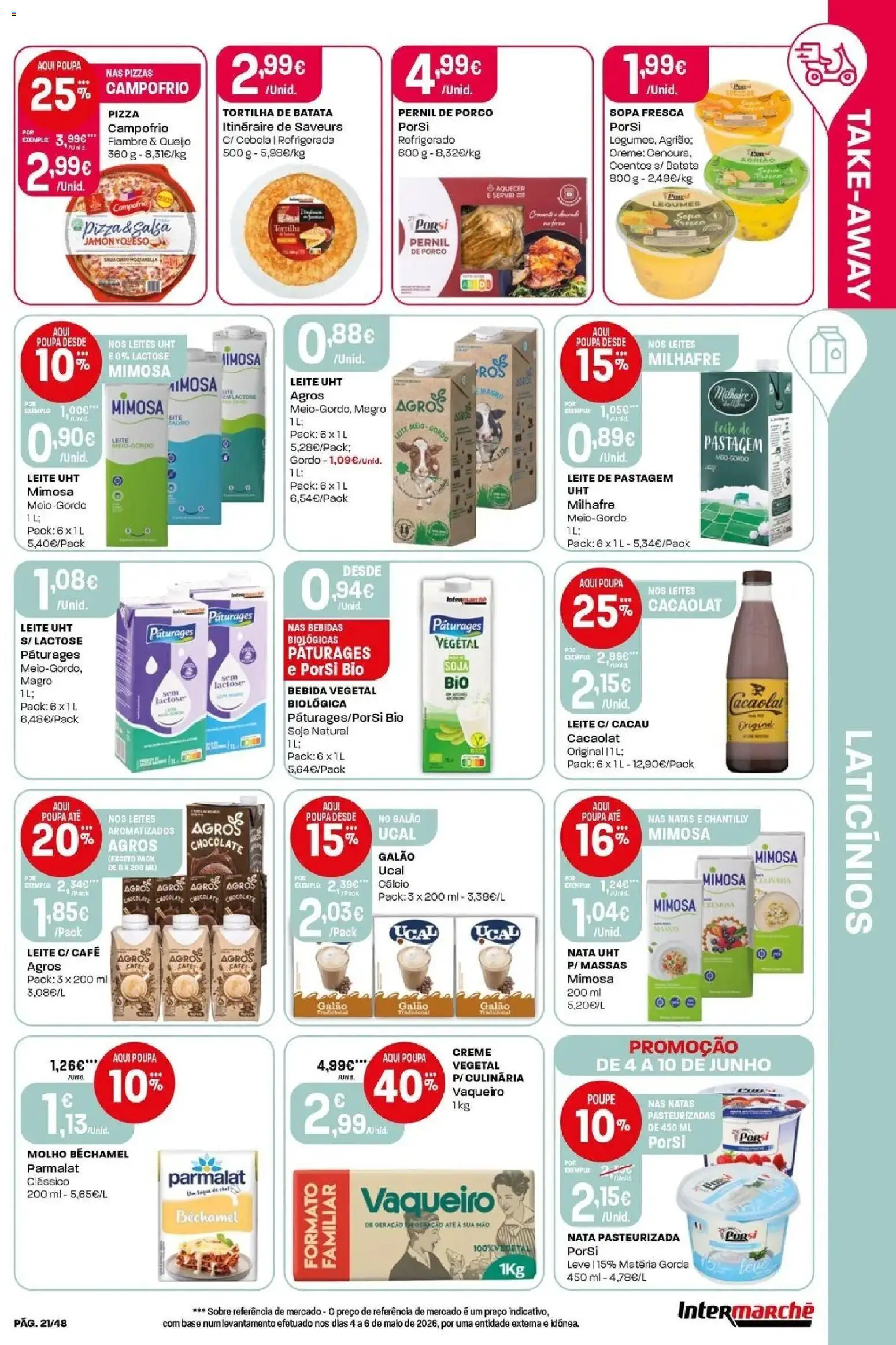 Intermarché - Isto é que são preços BAIXOS! │ válido de 04/06/2026 | Página: 21 | Produtos: Queijo, Café, Pizza, Agrião