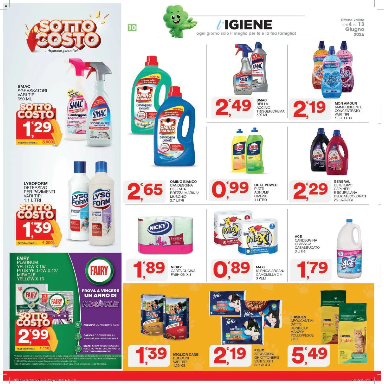 Volantino SISA del 04.06.2026 | Pagina: 10 | Prodotti: Candeggina, Sgrassatore, Limone, Lavastoviglie