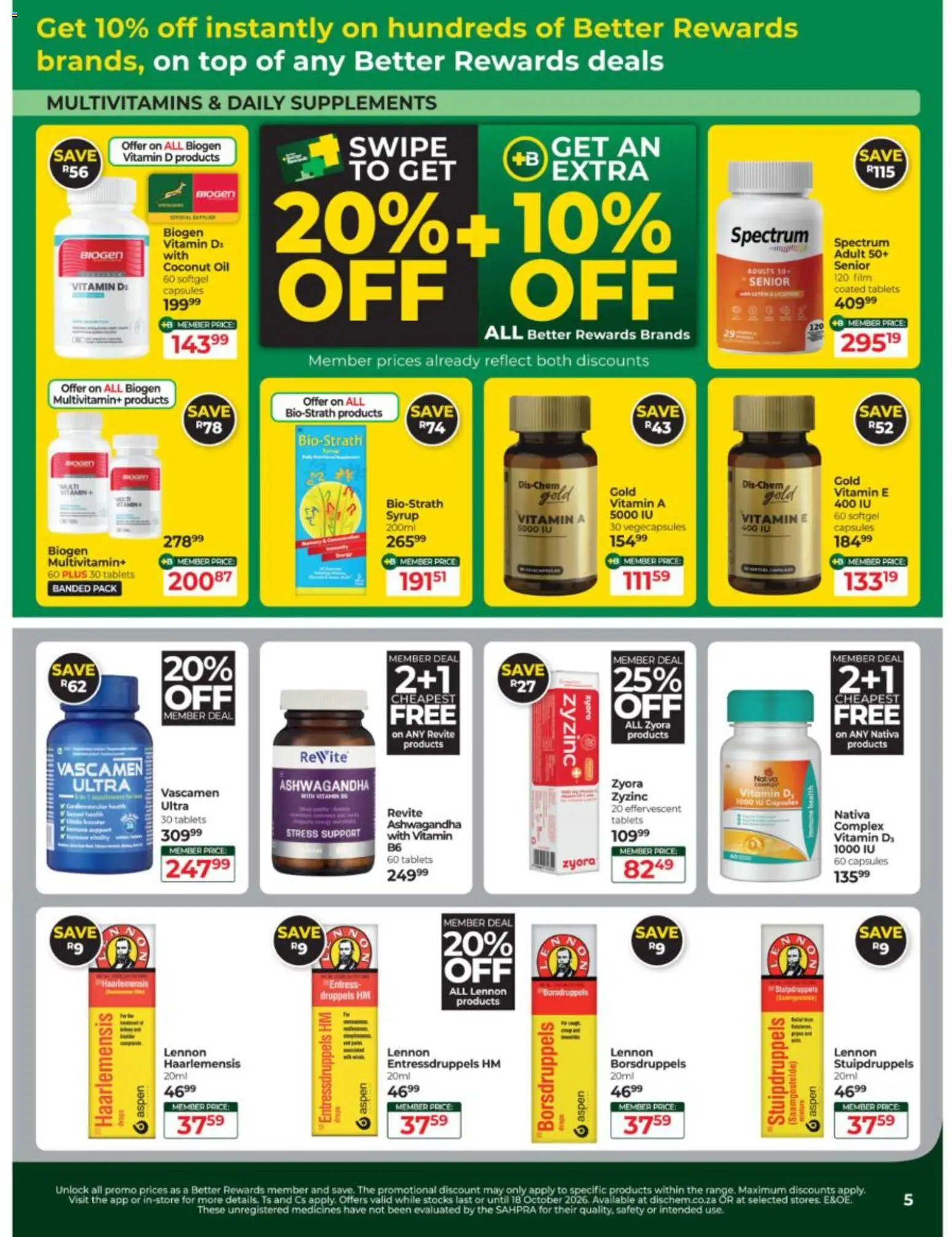 New Dis-Chem catalogue – valid from 15/09/2026 | Page: 5 | Products: Multivitamins, Oil, Syrup, Coconut oil