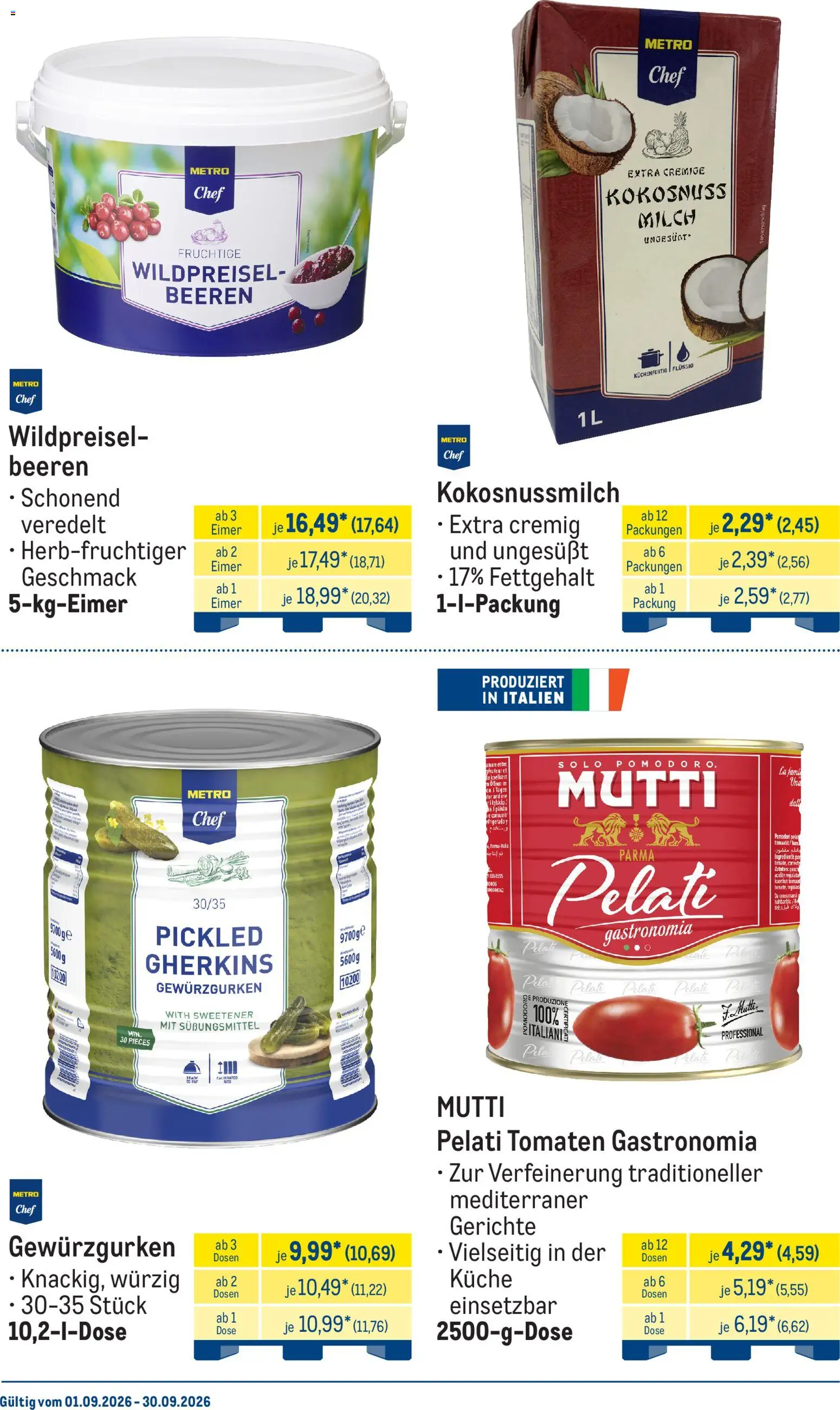 Metro Monats-Menü – gültig ab 01.09.2026 | Seite: 20 | Produkte: Milch, Küche, Tomaten, Gerichte