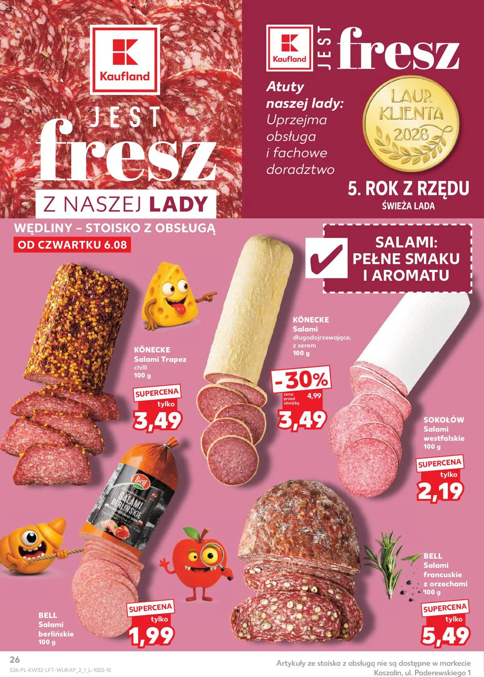 Kaufland gazetka od 06.08.2026 | Strona: 26 | Produkty: Serem, Bell, Salami, Wędliny