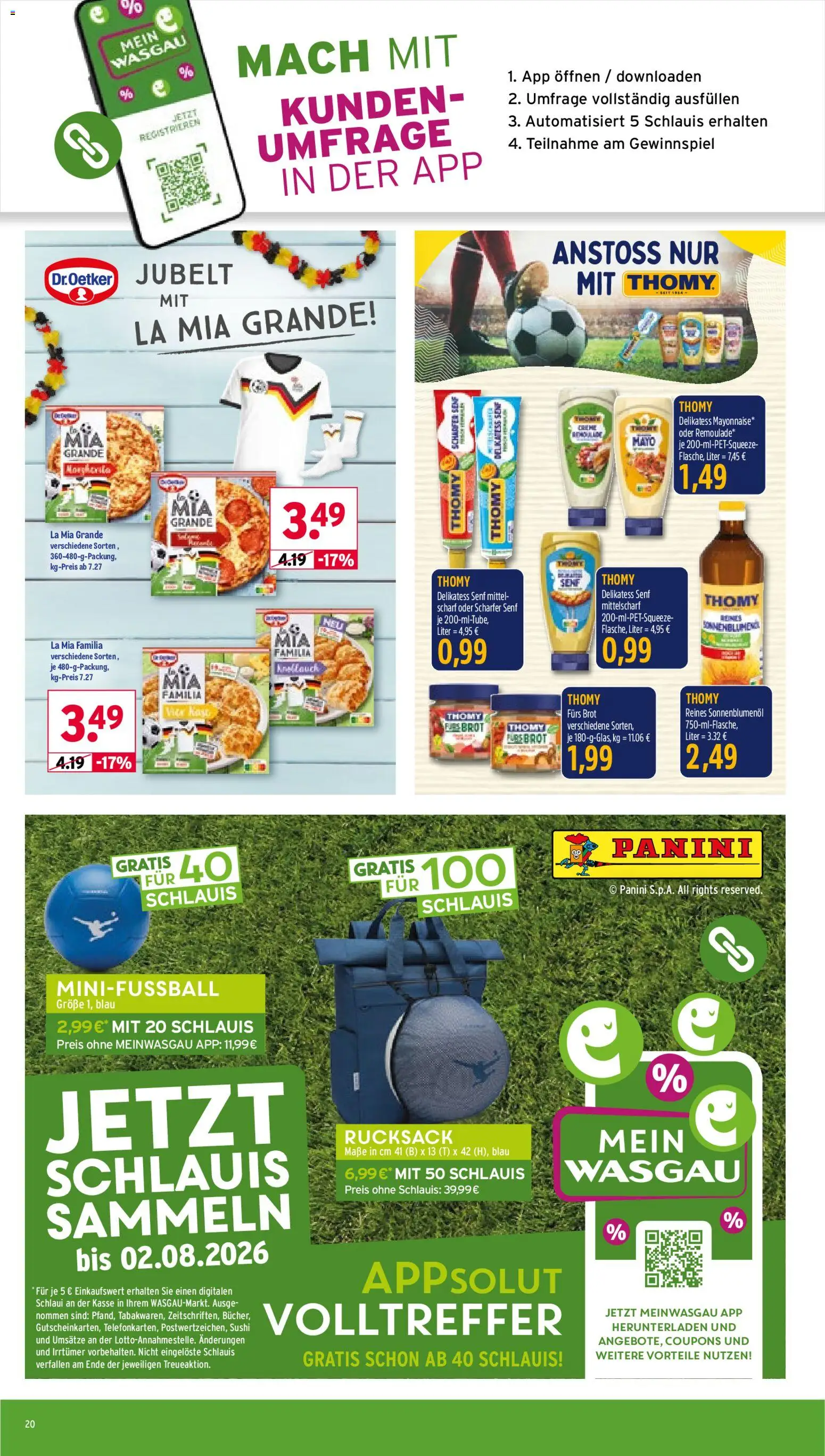 Wasgau Prospekt – gültig ab 08.06.2026 | Seite: 20 | Produkte: Sonnenblumenol, Brot, Rucksack