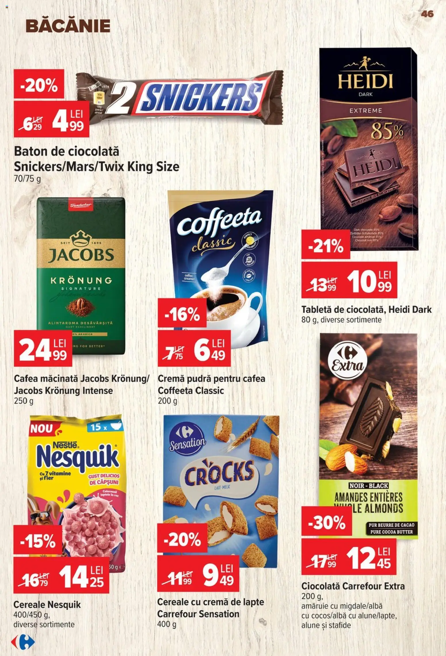 Noul catalog Carrefour – valabil de la 24.06.2026 | Pagină: 46 | Produse: Tabletă, Ciocolată, Căpșuni, Cacao