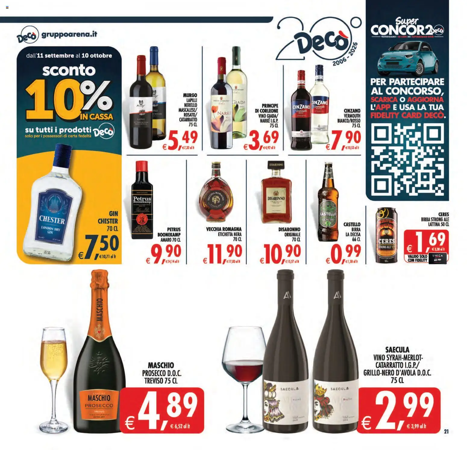 Volantino Decò del 11/09/2026 | Pagina: 22 | Prodotti: Vino, Ceres, Prosecco D.O.C., Amaro