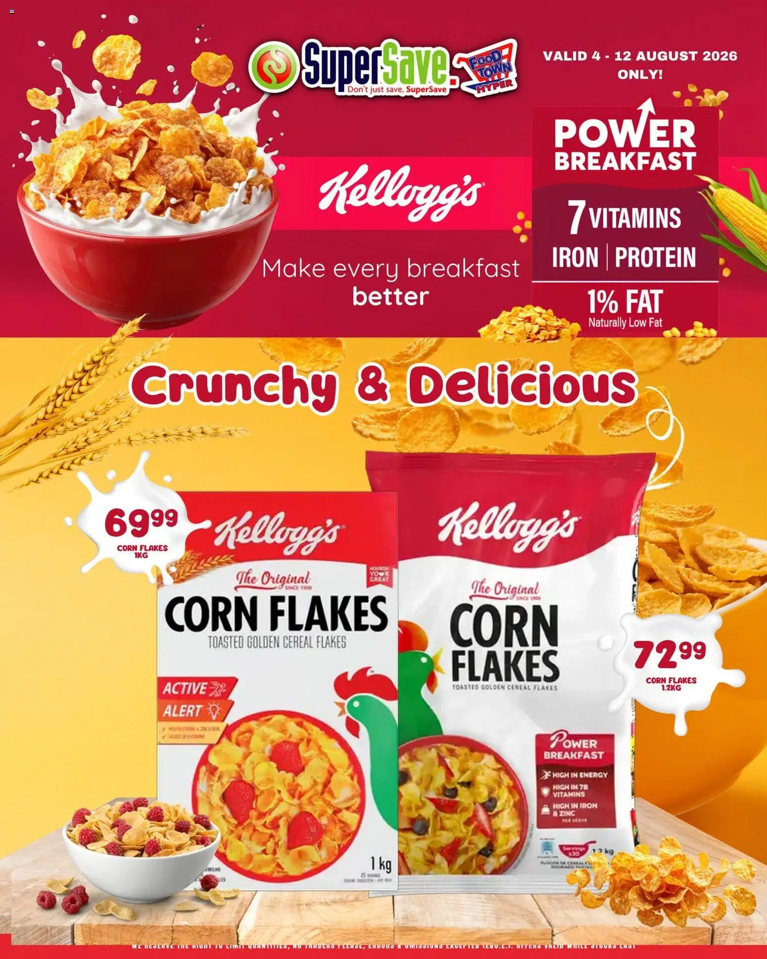 New Super Save catalogue – valid from 04/08/2026 | Page: 4 | Products: Corn, Iron, Detergente líquido, Flakes
