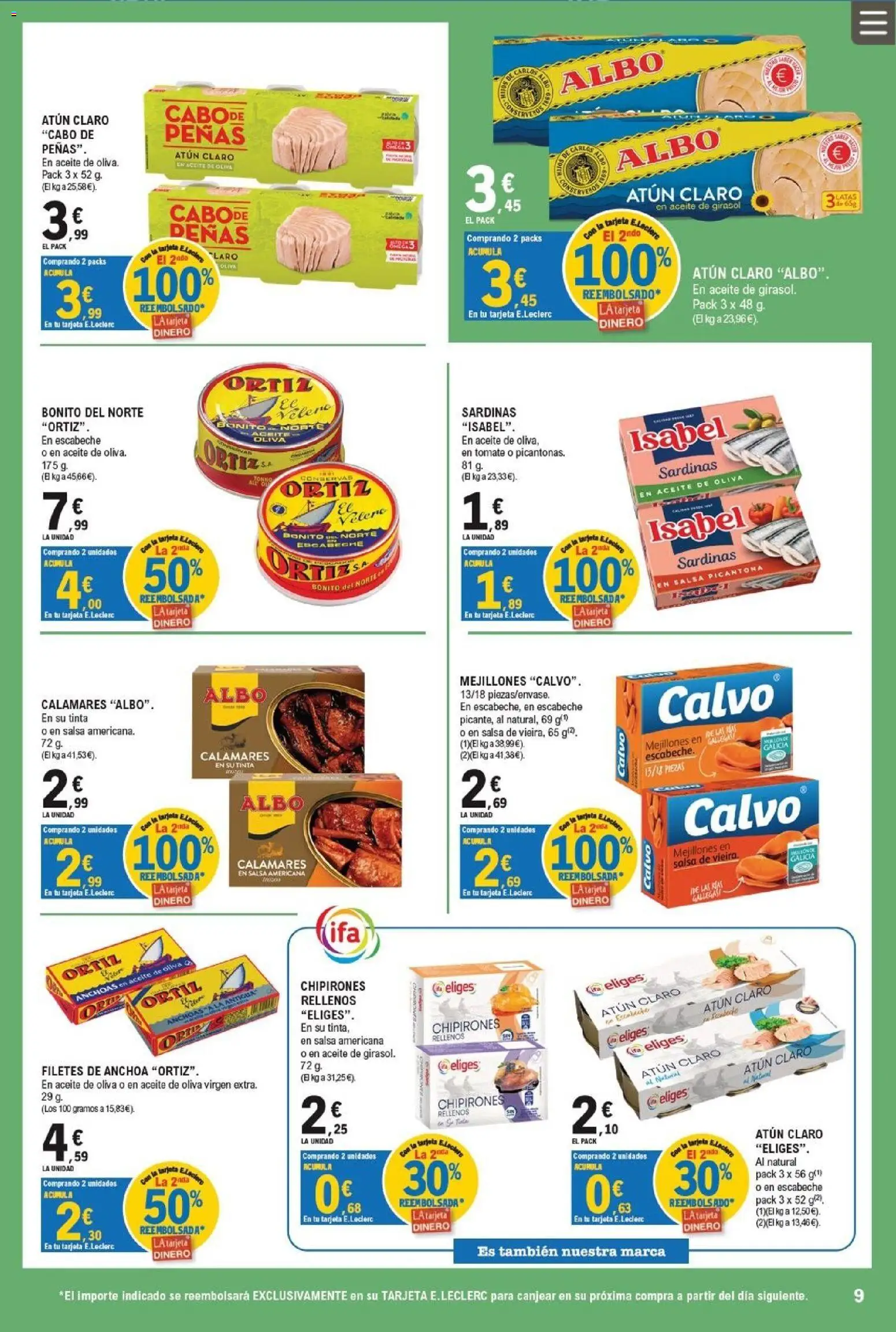 E.Leclerc Valdemoro │ válido desde el 12/08/2026 | Página: 9 | Productos: Atún, Aceite de girasol, Anchoa, Atún claro