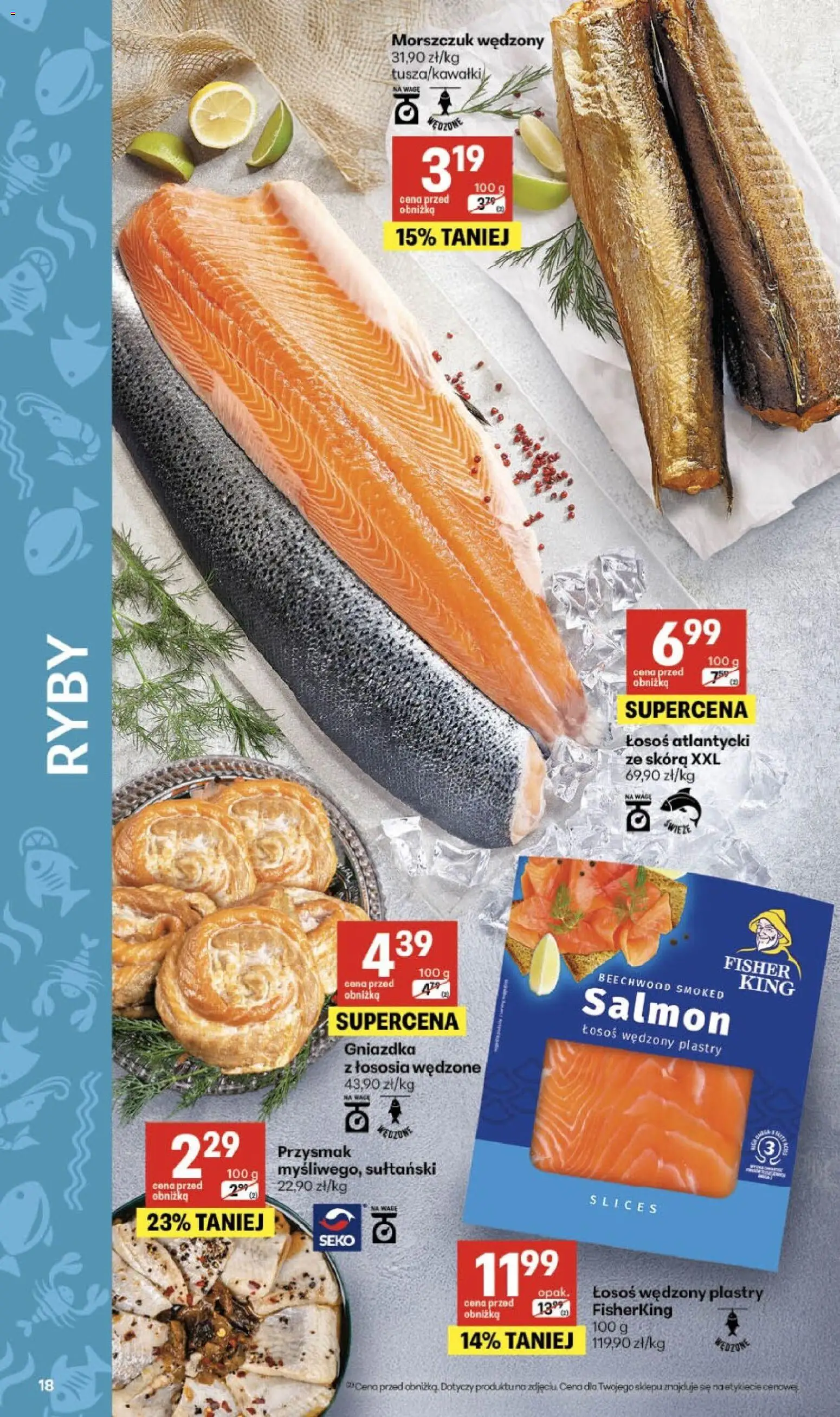 Delikatesy Centrum gazetka od 16.07.2026 | Strona: 18 | Produkty: Łosoś wędzony, Łosoś atlantycki, Łosoś, Ryby