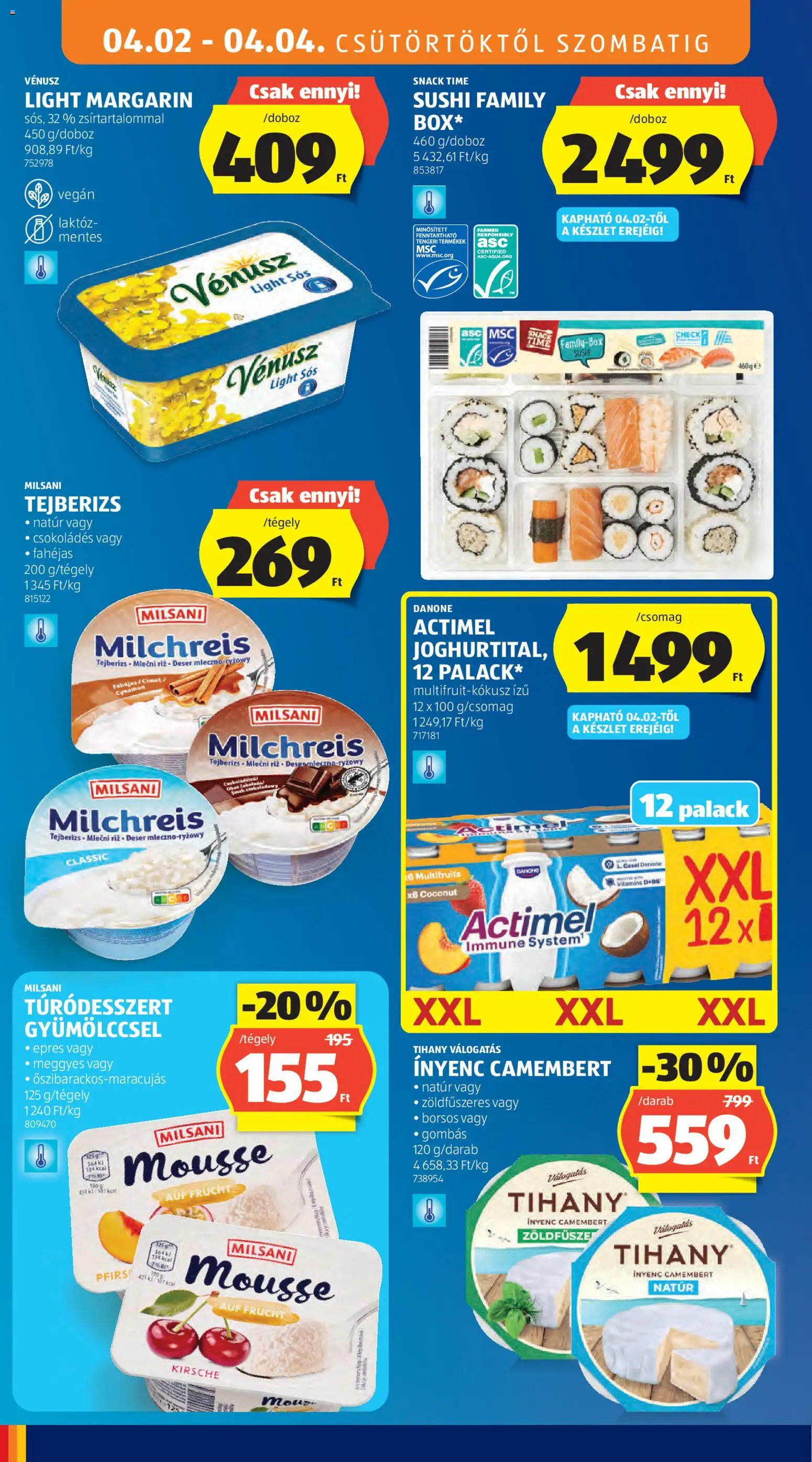 Aldi akciós ujság - amely érvényes a következő dátumtól: 2026.04.02. | Oldal: 16 | Termékek: Tejberizs, Margarin, Tihany, Vegán