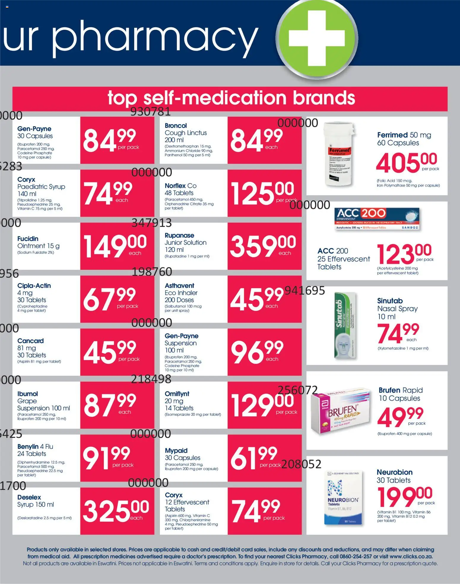New Clicks catalogue – valid from 23.04.2026 | Page: 3 | Products: Tablet, Iron, Cough syrup, Nasal spray