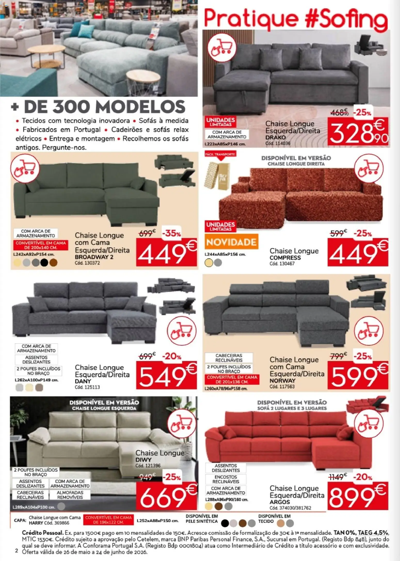 Conforama folheto │ válido de 26.05.2026 | Página: 2 | Produtos: Sofás, Cama, Sofá
