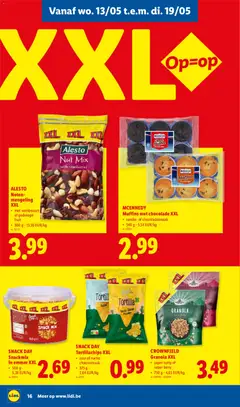 Lidl Folder week 20 - Voorbeeld van een folder van Lidl, geldig van 11.05.2026 | Pagina: 16 | Producten: Noten, Tortillachips, Muffins, Chocolade