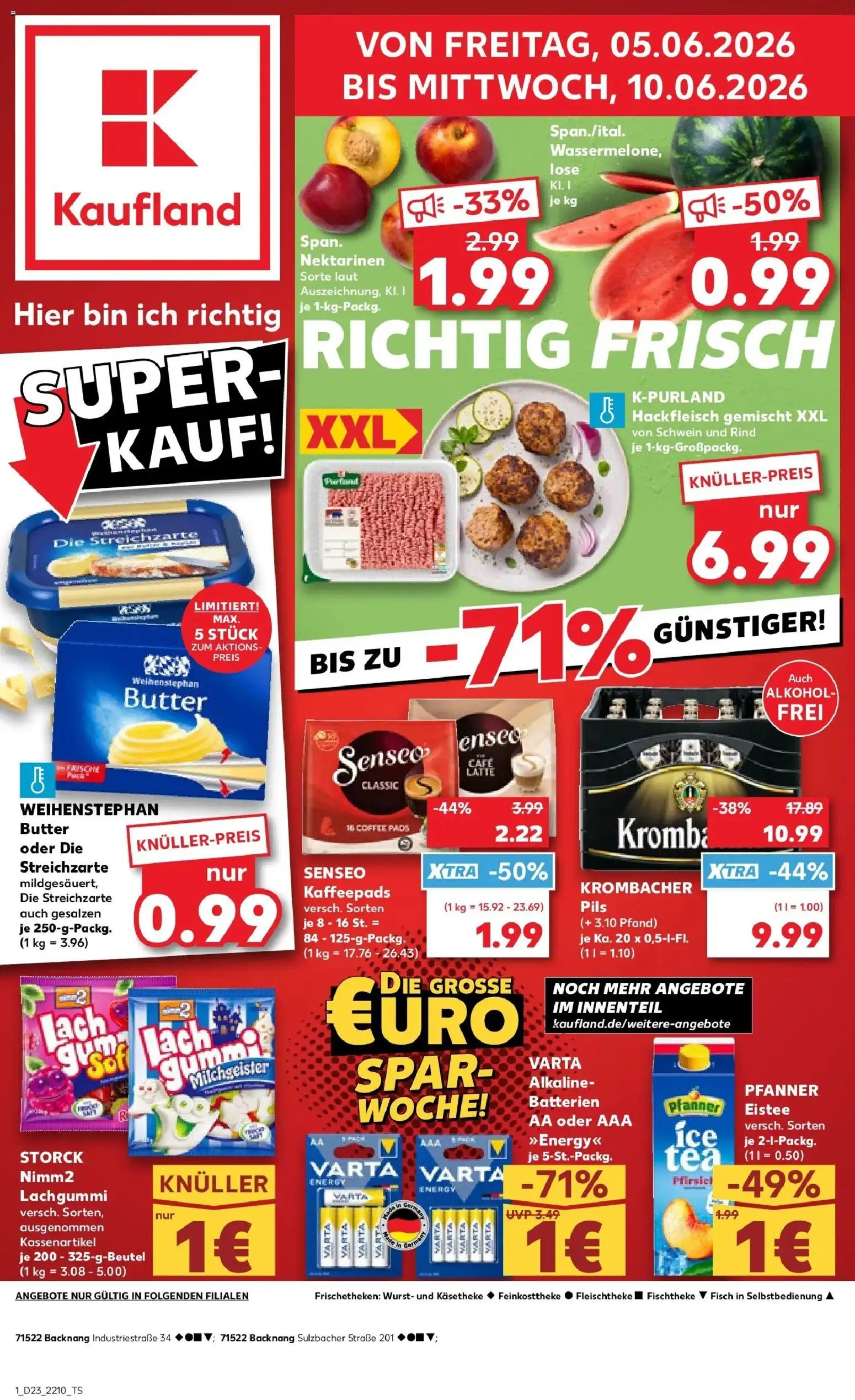 Kaufland Prospekt Backnang – gültig ab 01.06.2026 | Seite: 8 | Produkte: Butter, Nektarinen, Weihenstephan butter, Pfirsich