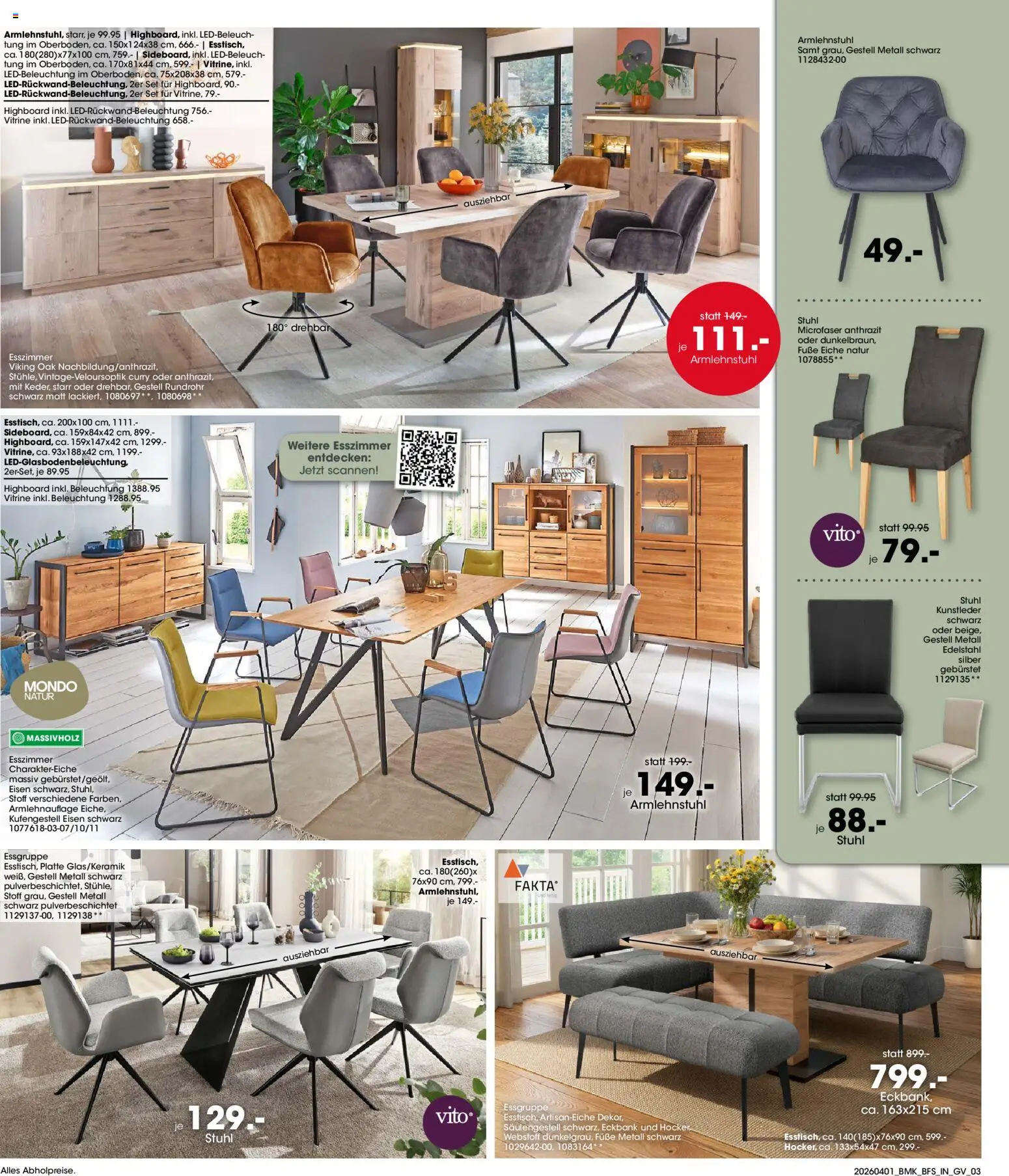 Möbel Martin Prospekt 	 – gültig ab 01.04.2026 | Seite: 3 | Produkte: HIghboard, Eckbank, Essgruppe, Vitrine
