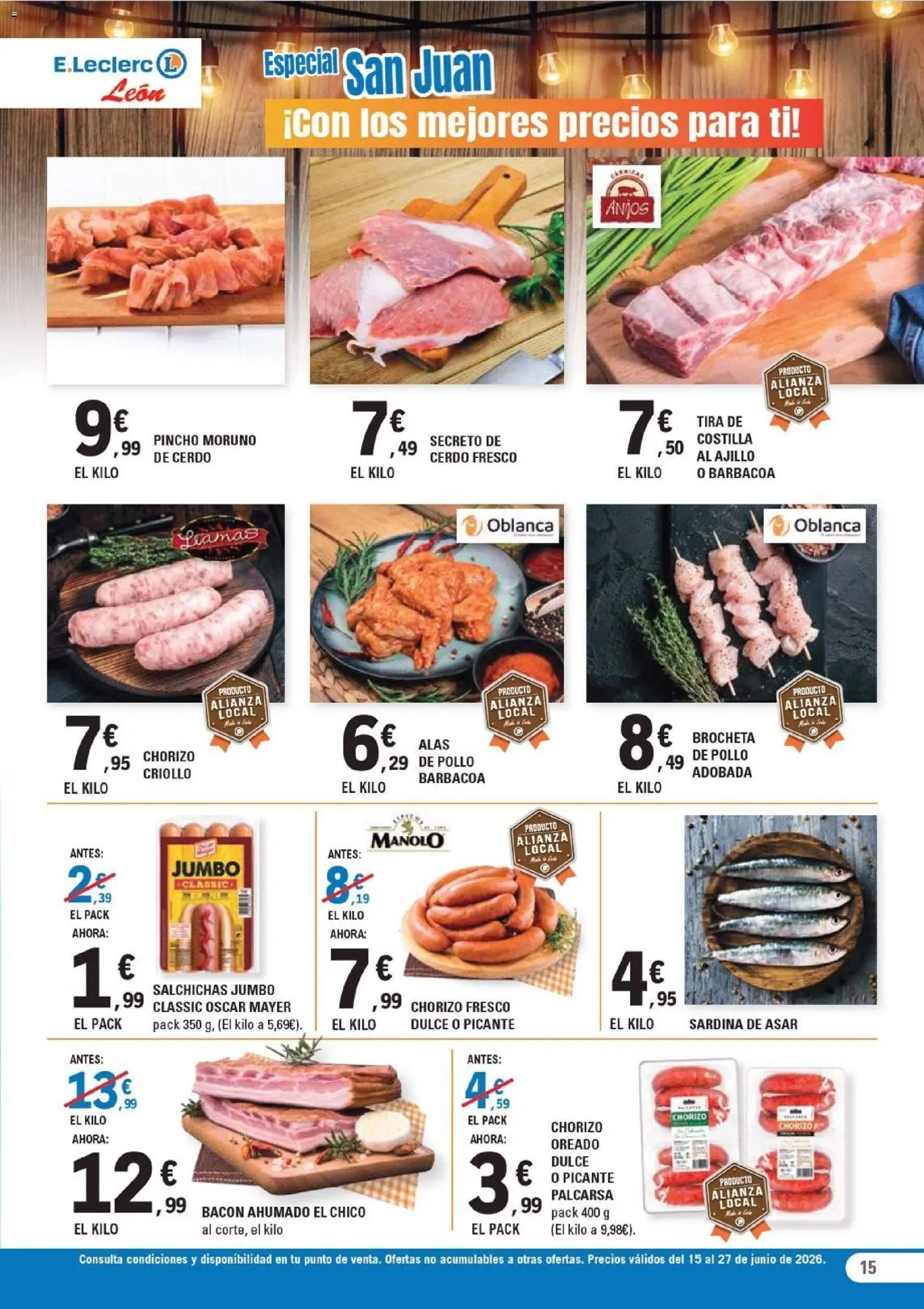 E.Leclerc León │ válido desde el 15.06.2026 | Página: 15 | Productos: Cerdo, Barbacoa