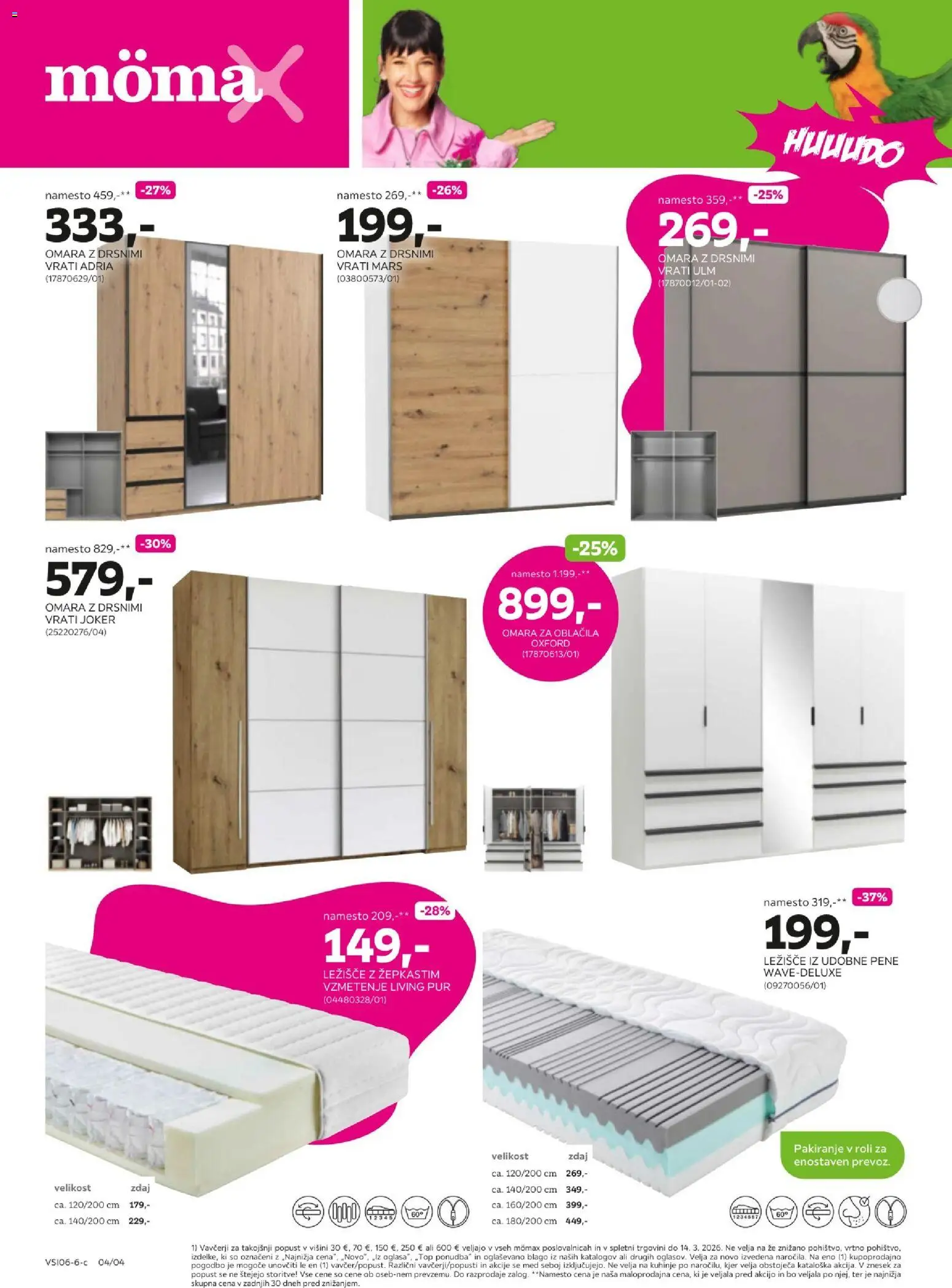 Novi Mömax katalog ponudbe – veljaven od 15.06.2026 | Stran: 4 | Izdelki: Ležišče, Omara, Oblacila