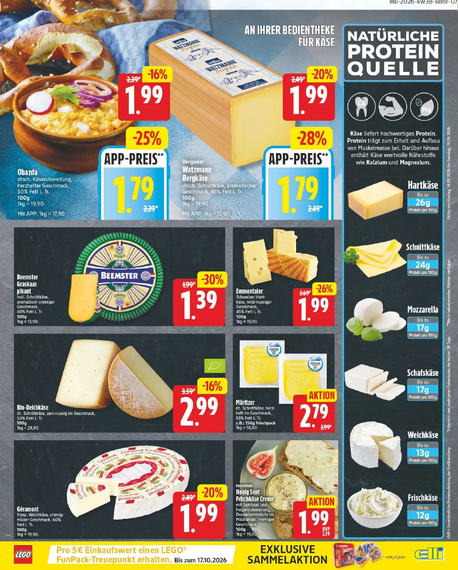Elli Markt Prospekt – gültig ab 14.09.2026 | Seite: 7 | Produkte: Mozzarella, Creme, Frischkase, Schafskase