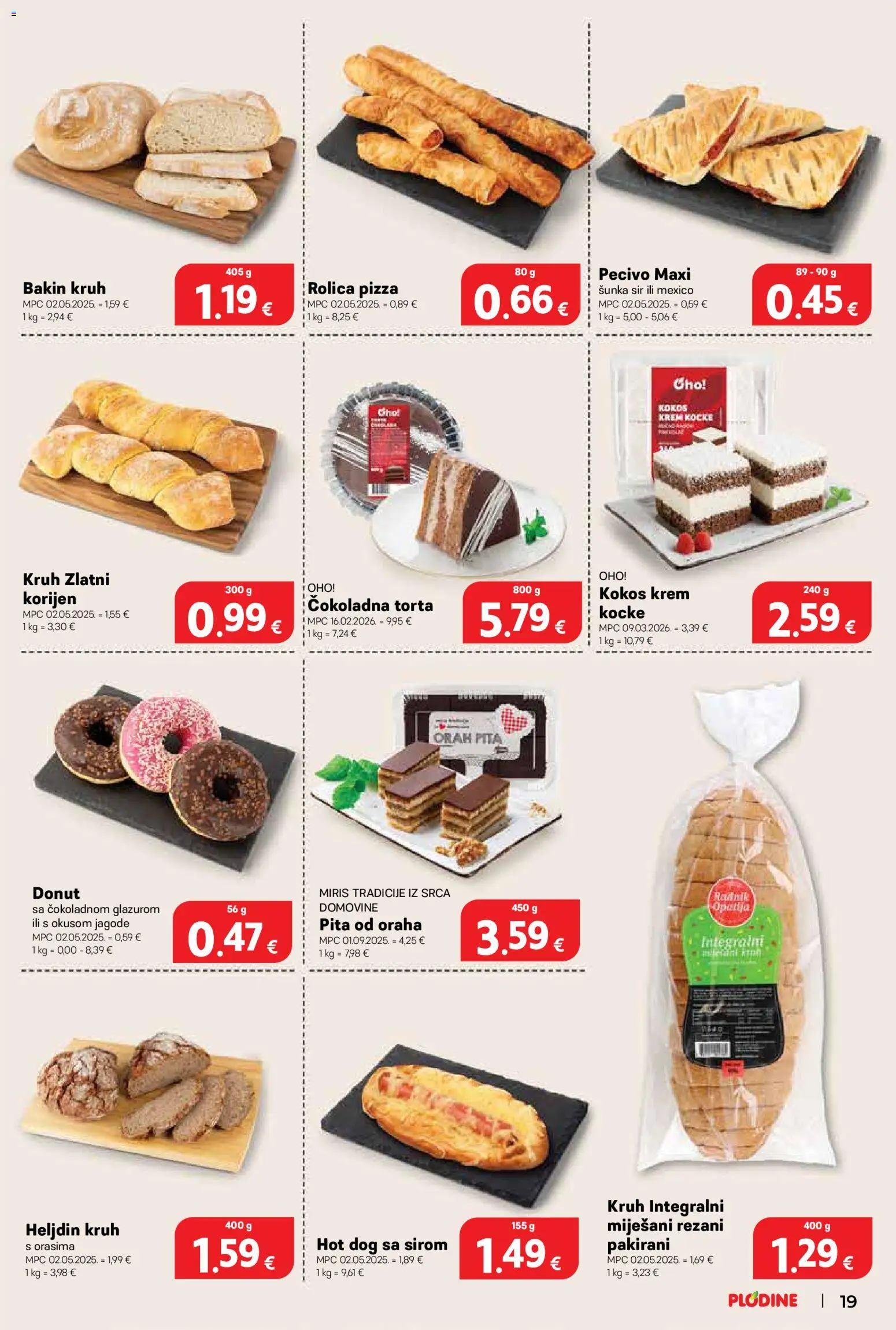 Plodine katalog | vrijedi od 02.09.2026 | Stranica: 19 | Proizvodi: Miris, Sir, Pizza, Orah
