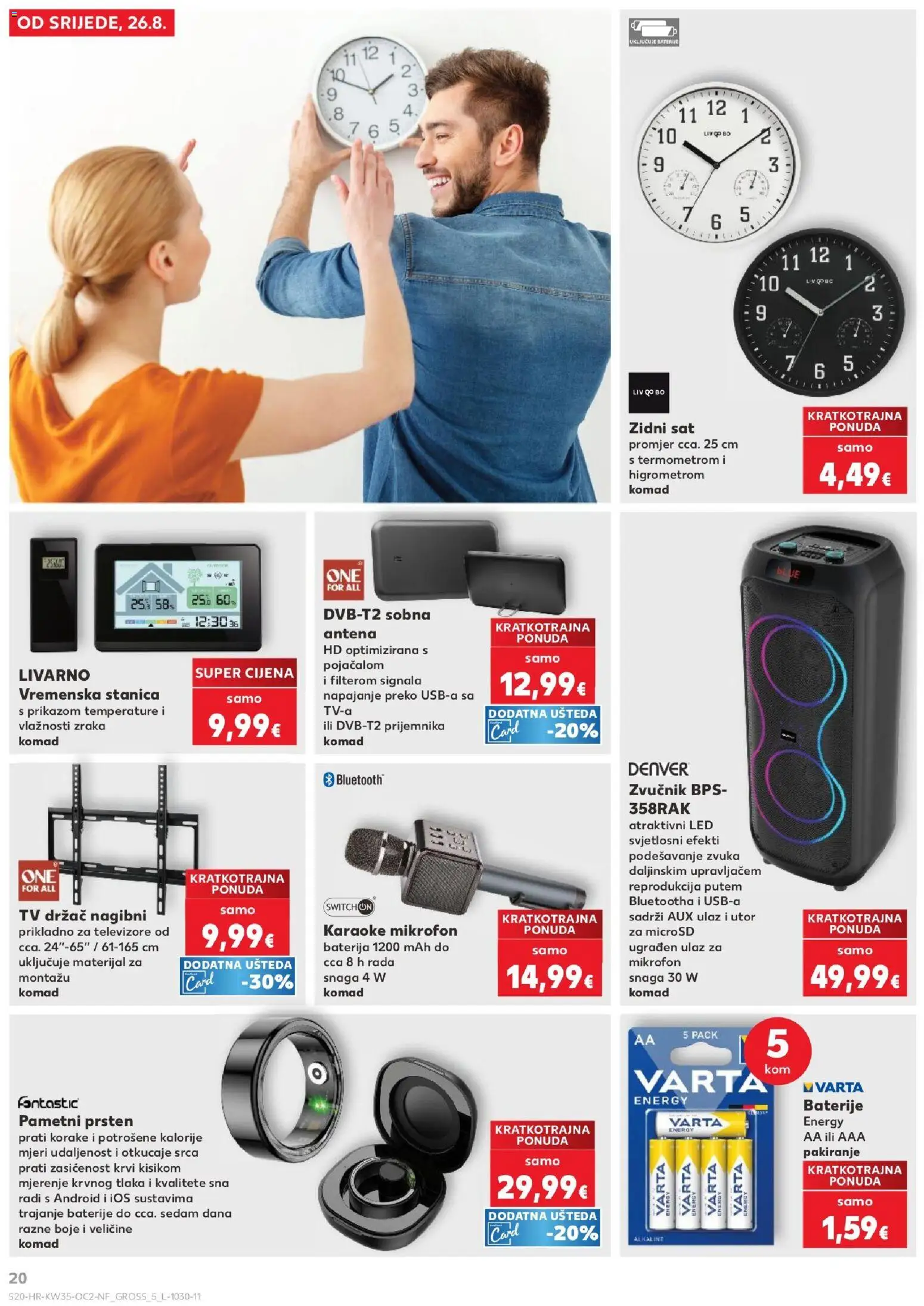 Kaufland HR akciós ujság - amely érvényes a következő dátumtól: 2026.08.26. | Oldal: 20 | Termékek: Mikrofon, Karaoke mikrofon, TV, LED