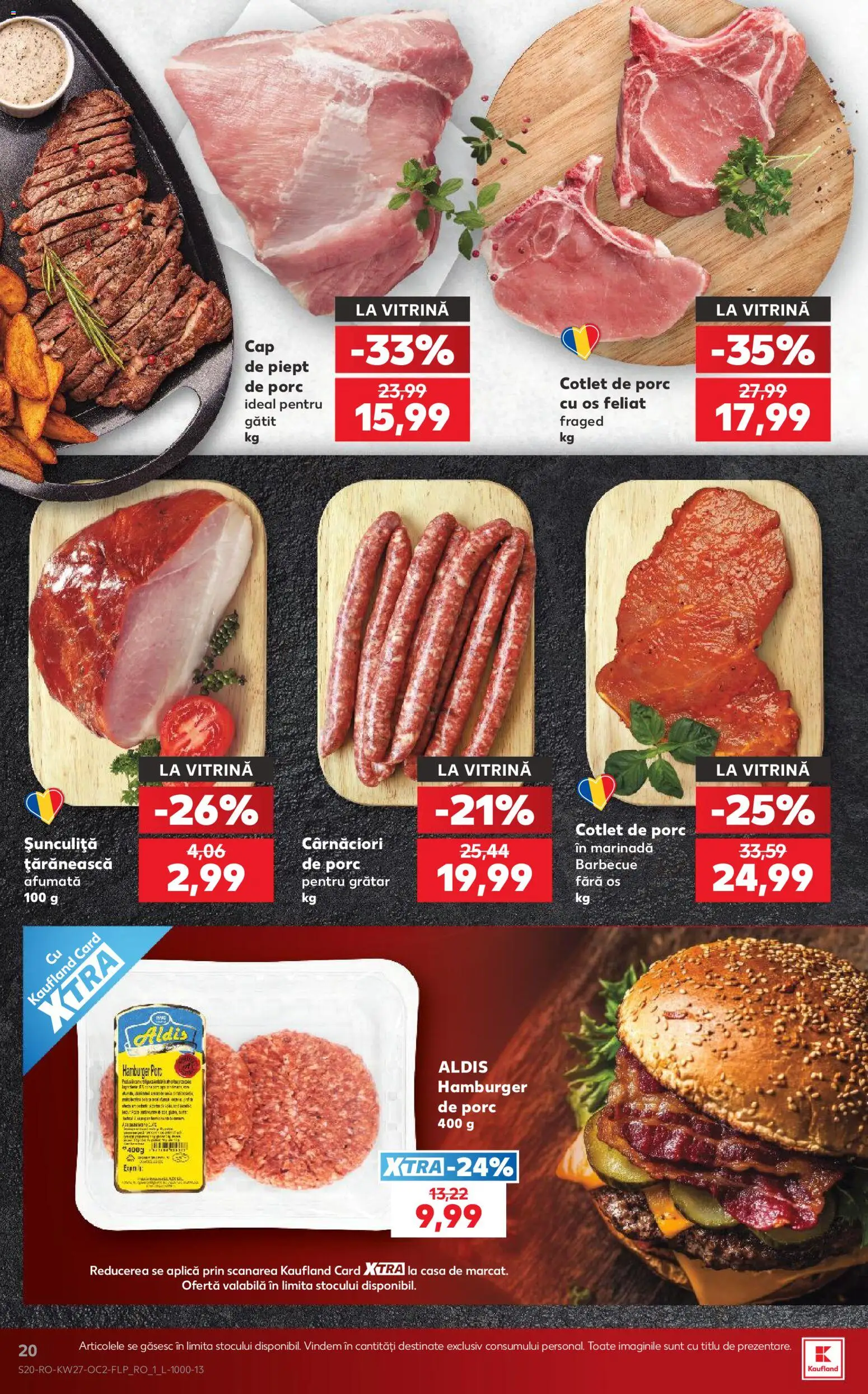 Kaufland RO akciós ujság - amely érvényes a következő dátumtól: 2026.07.01. | Oldal: 20 | Termékek: Hamburger