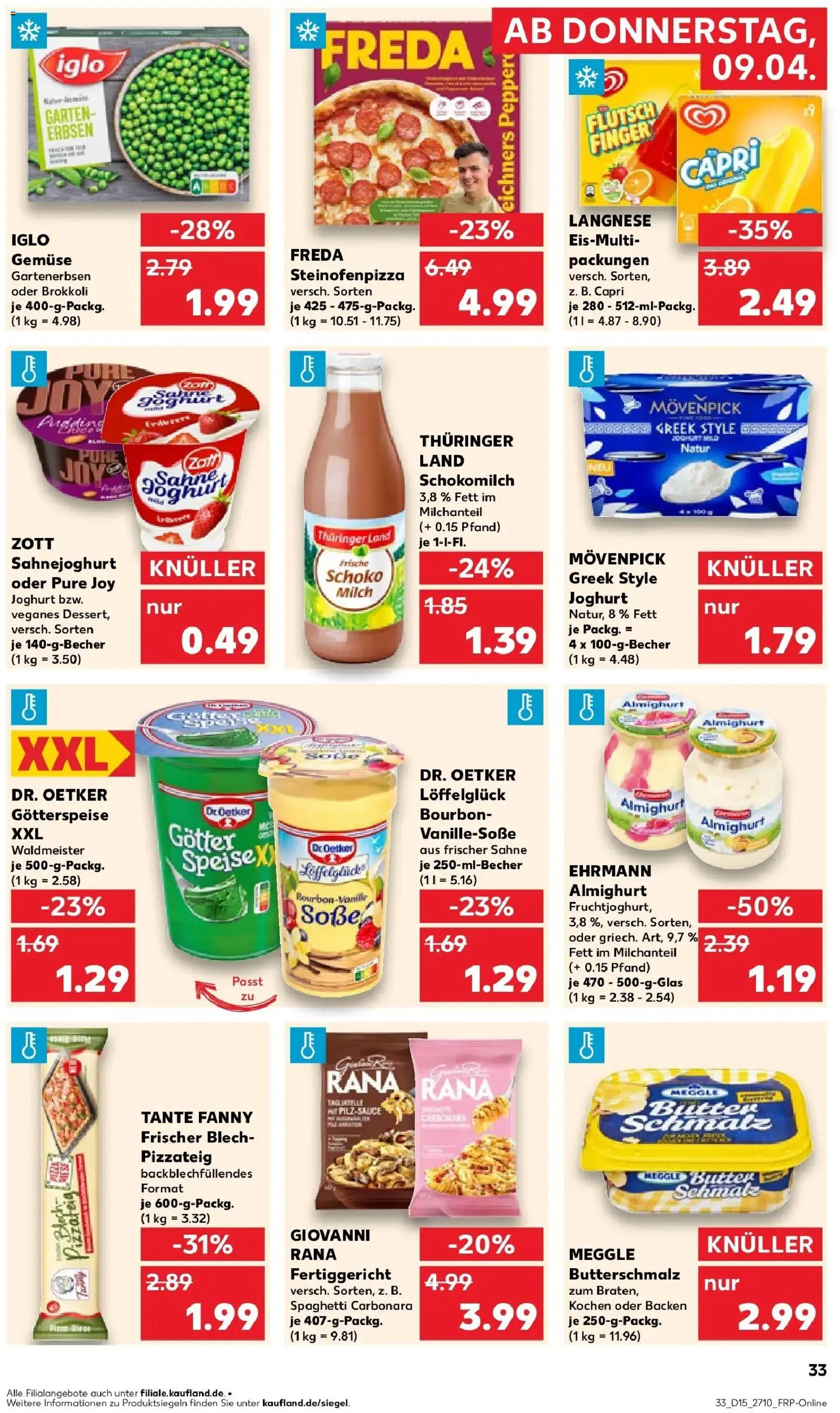 Kaufland Prospekt Zeitz	 – gültig ab 08.04.2026 | Seite: 33 | Produkte: Butterschmalz, Iglo, Erbsen, Meggle butter