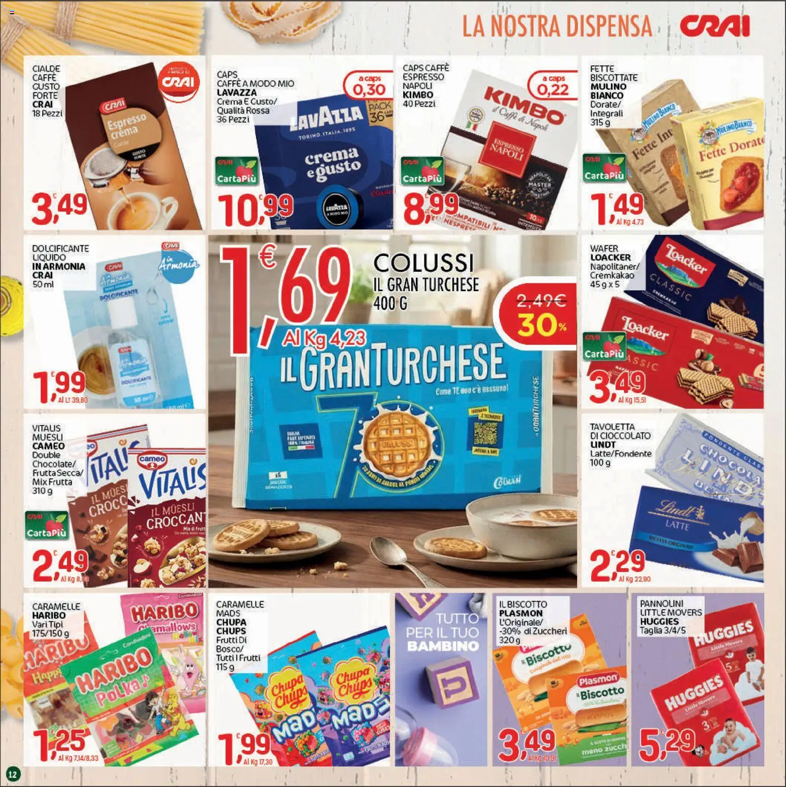 Volantino CRAI del 03/09/2026 | Pagina: 12 | Prodotti: Muesli, Pannolini, Tavoletta, Lavazza