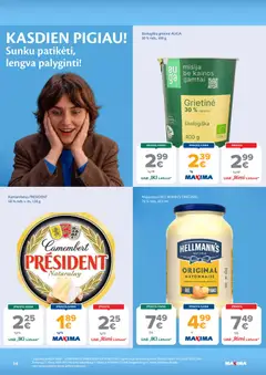 MAXIMA leidinys galioja nuo 2026.10.27 | Puslapis: 14 | Prekių: Majonezas, Grietinė